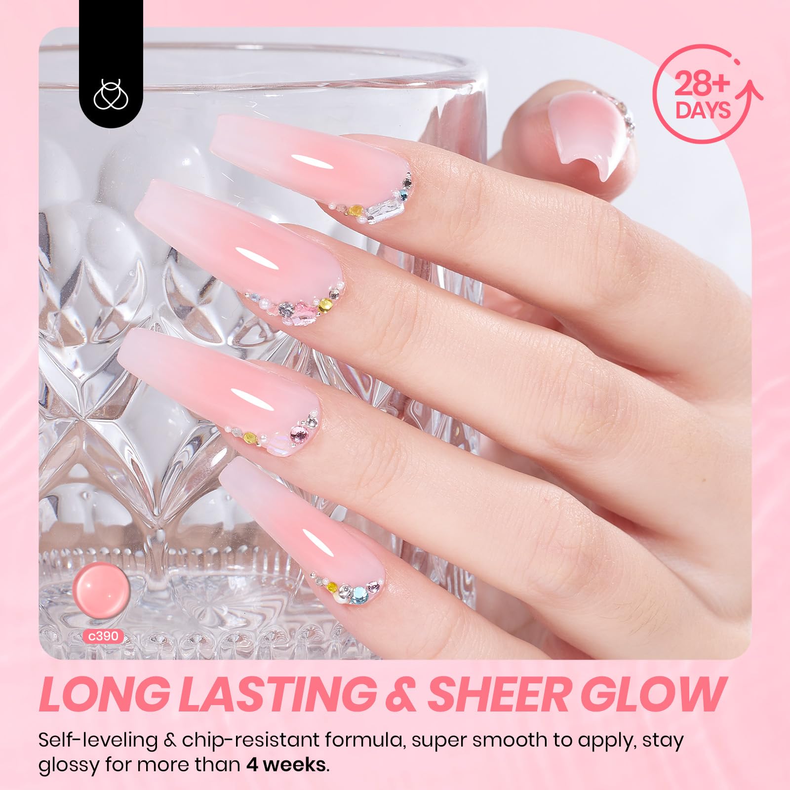 Beetles Peach Juicy Shine Jelly Gel Nude Pink 15ml  Gel Nail Polish Sheer Translucent Effect