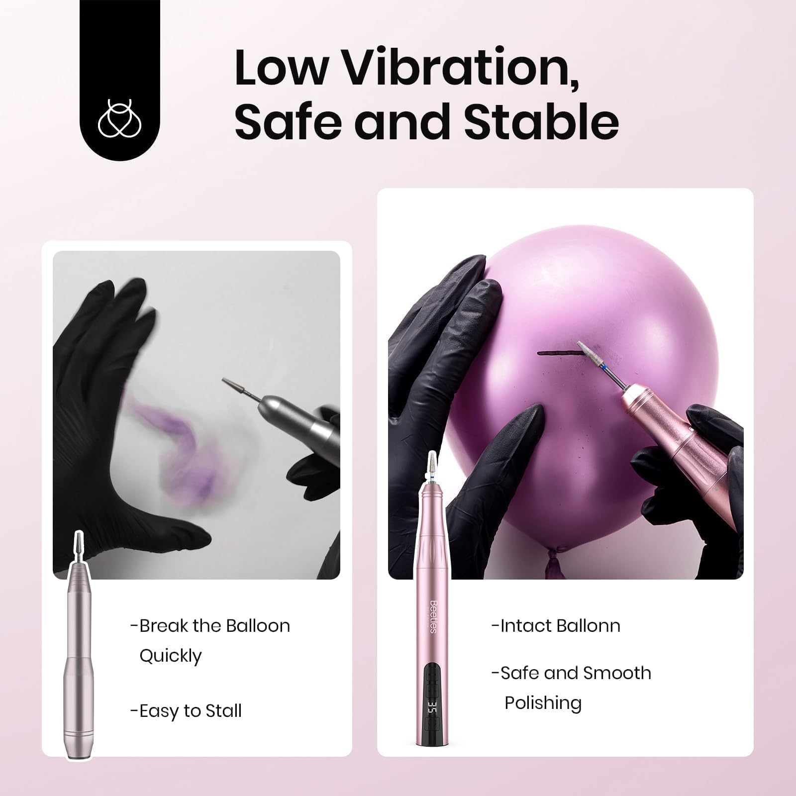 Pink Professional E-file Electric Nail Drill Set-Includes 5 Multifunctional Drill Bits