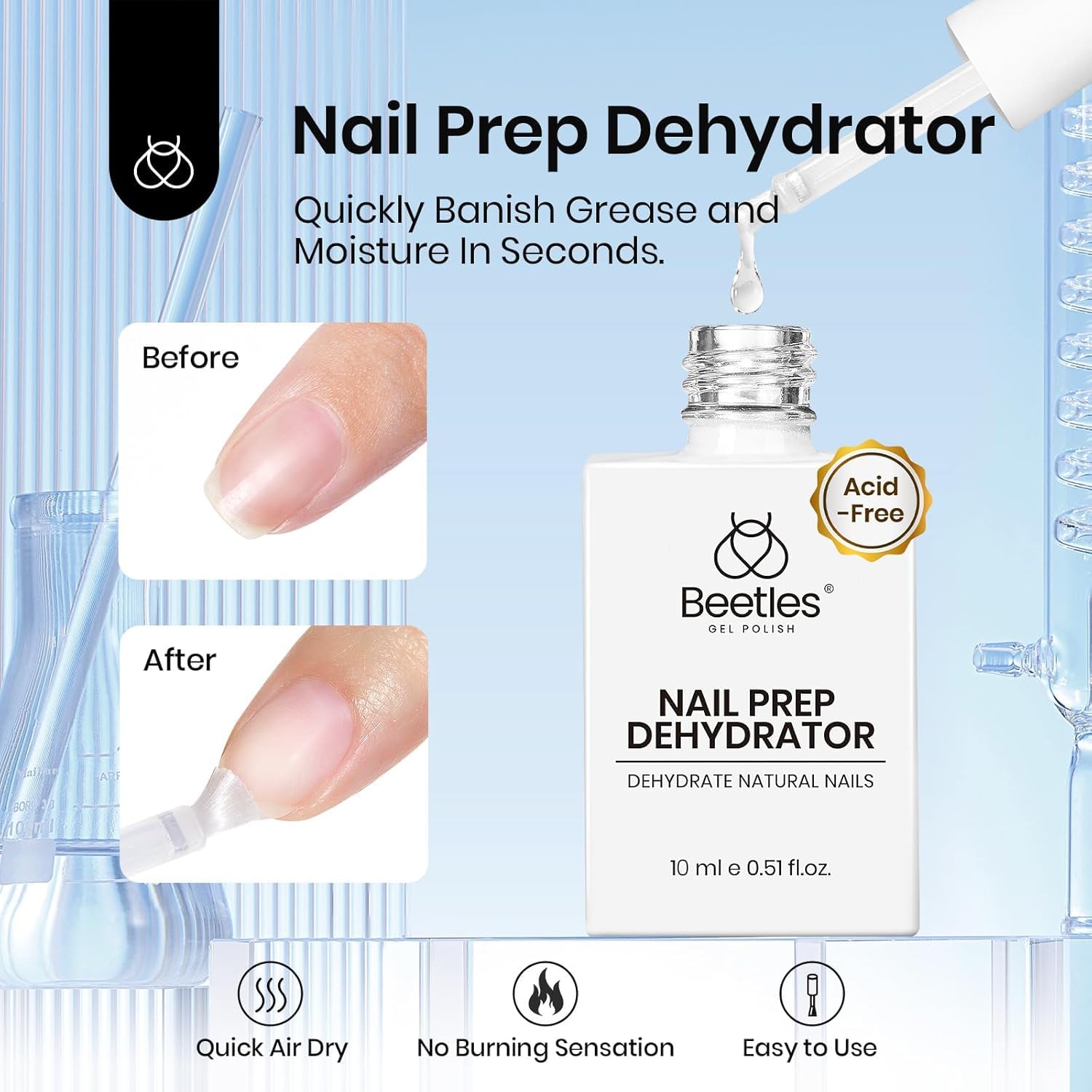 Beetles 3Pcs 15ML Gel Nail Glue Nail Dehydrator and Primer