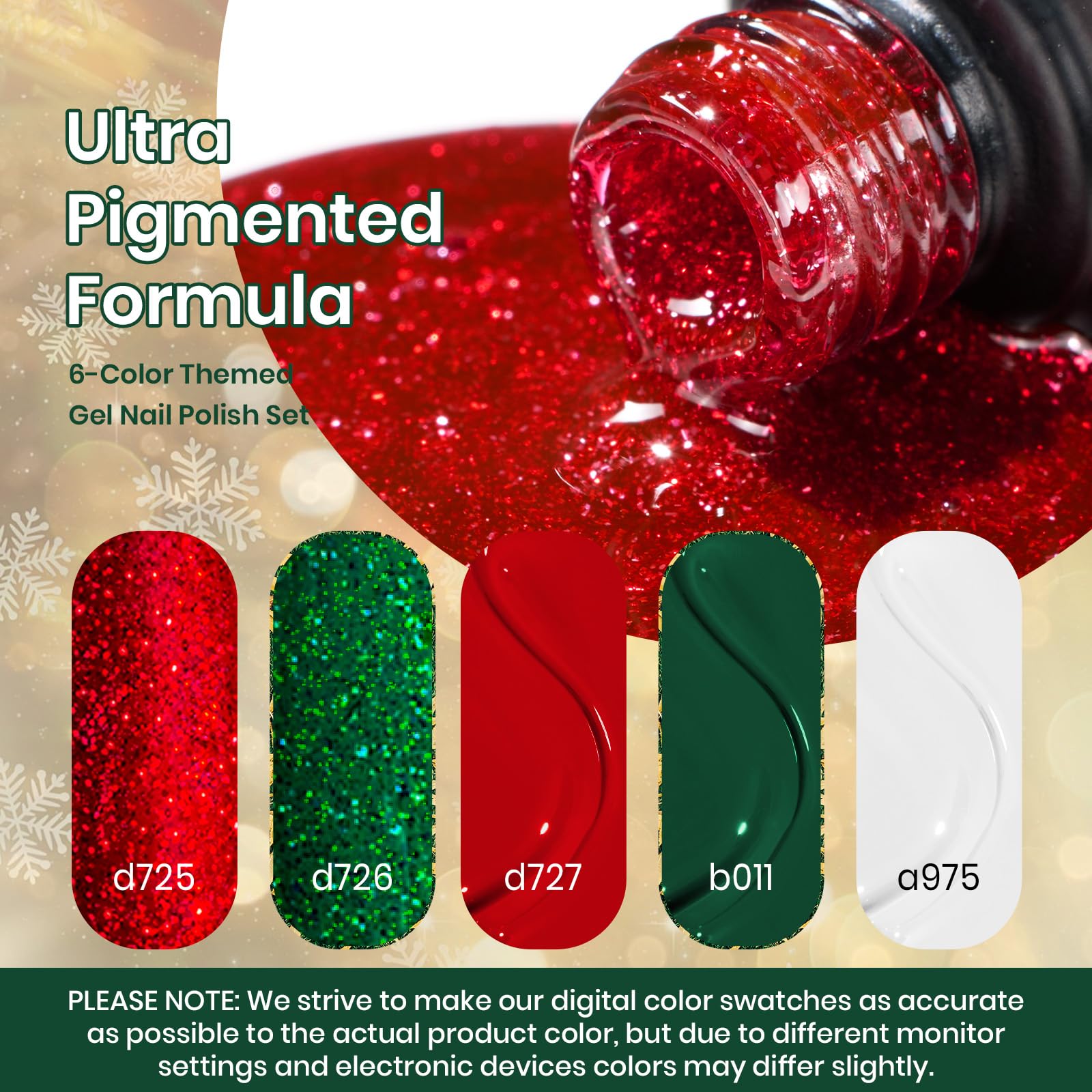 Beetles Christmas Gel Polish Set Stain Carol - 5 Colors Sparkle Red Green Set