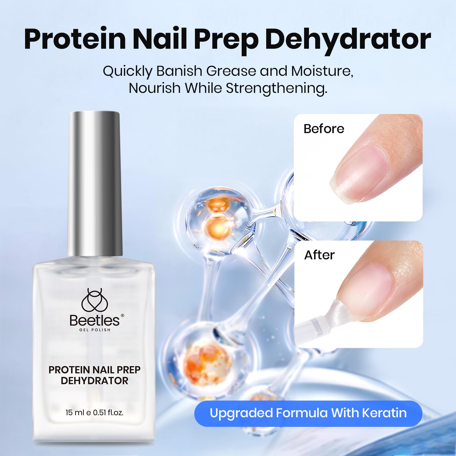 Beetles 4 Pcs 15ml Gel Base and Top Coat Set with Protein Nail