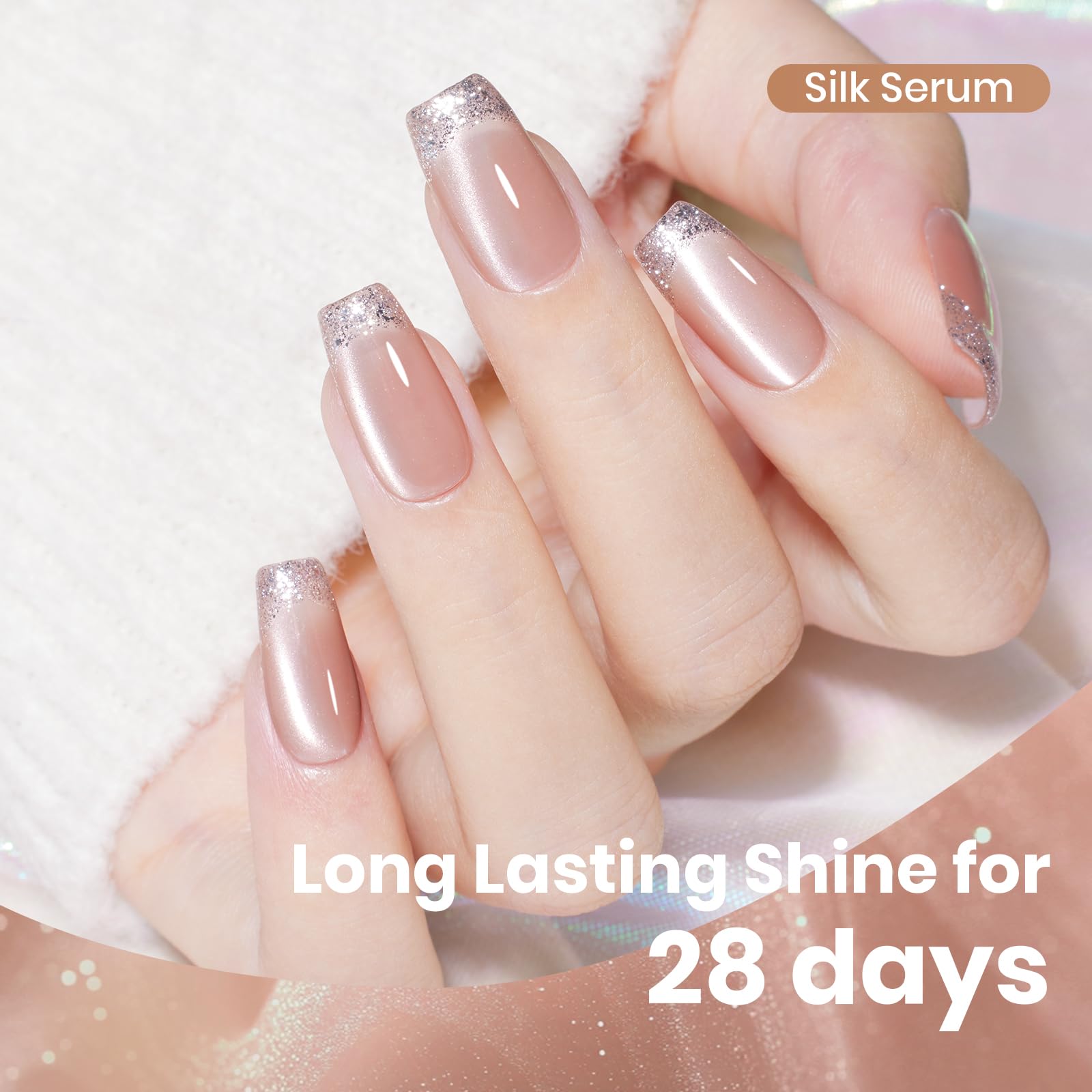 Beetles Silk Serum Nude HEMA FREE Cat Eye Gel Nail Polish - 15ML Glitter Gel Polish