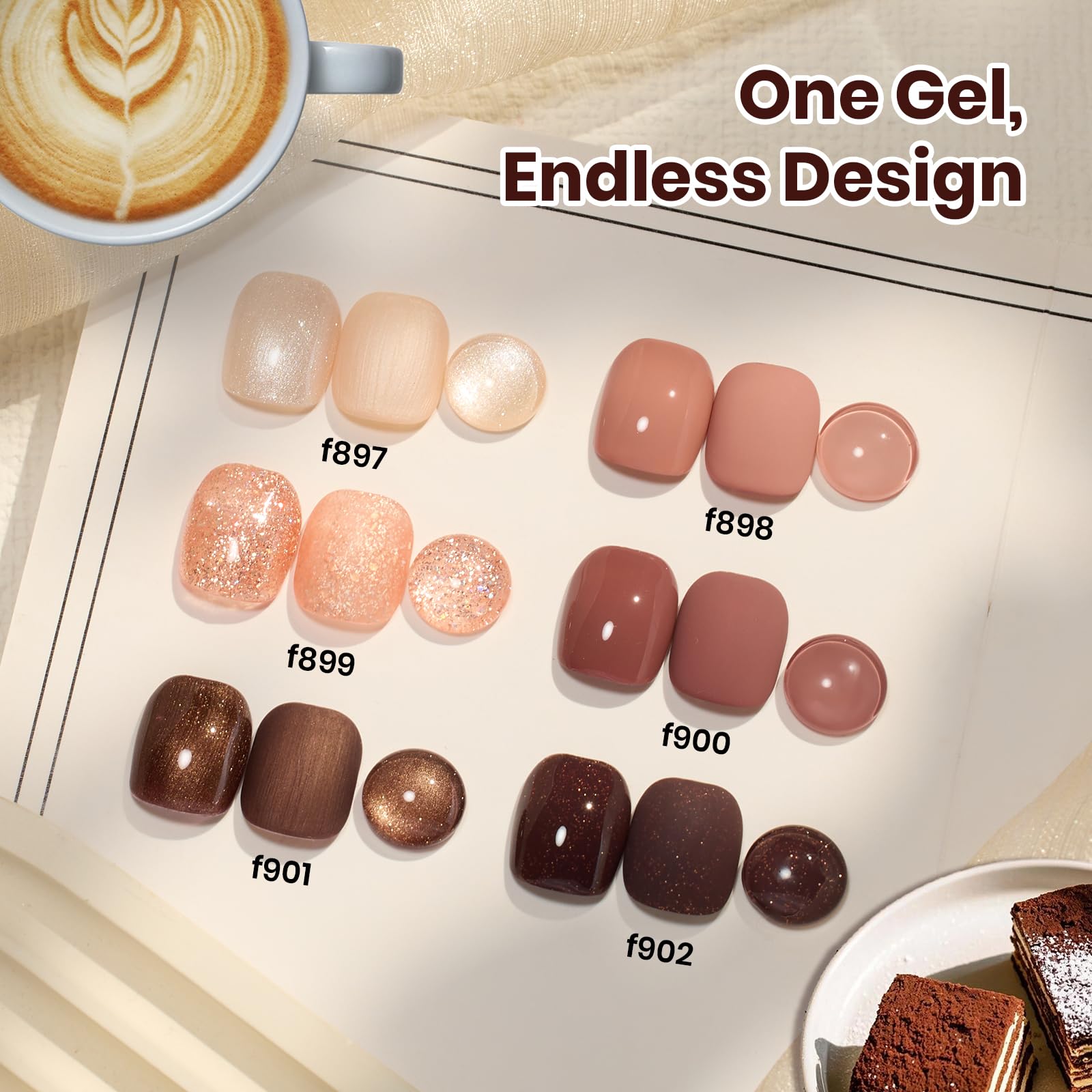 Beetles Brown Gel Polish - 6 Colors Light Dark Brown Color Set