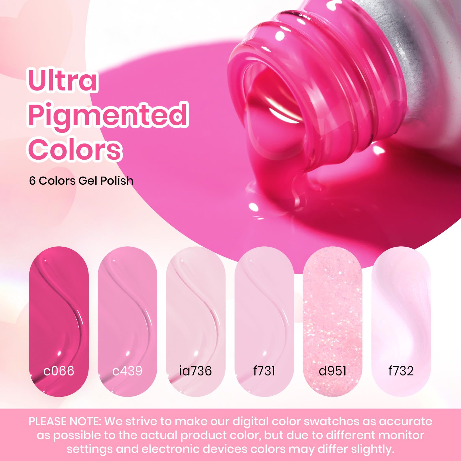 Beetles Valentine Nails Gel Polish Set - 6 Blush Cotton Pink Colors