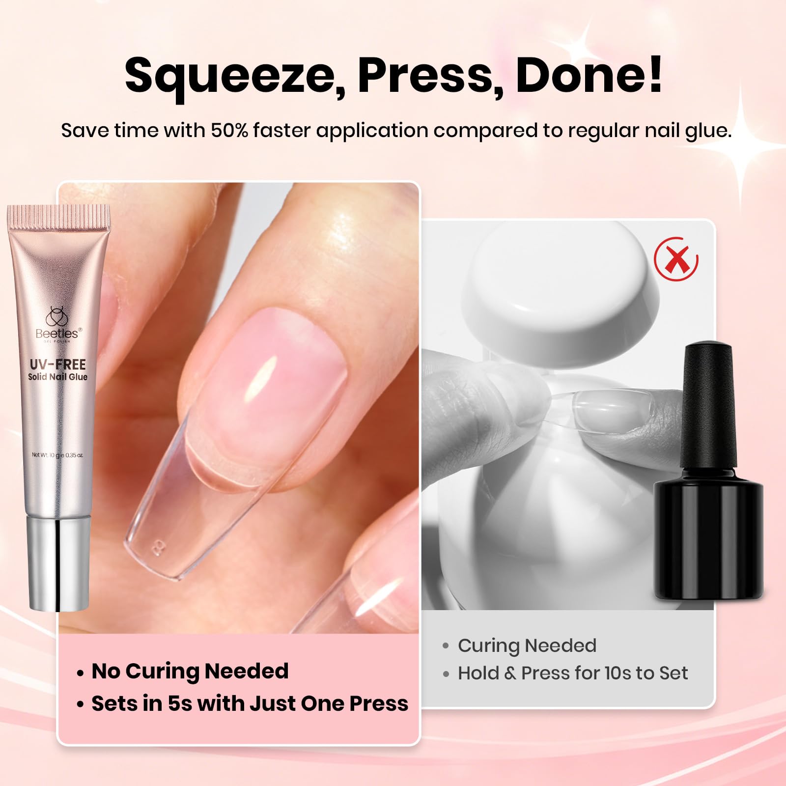 Beetles Super Strong Nail Glue 10g for Press On Nails, No Uv Lamp Needed, Quick Drying