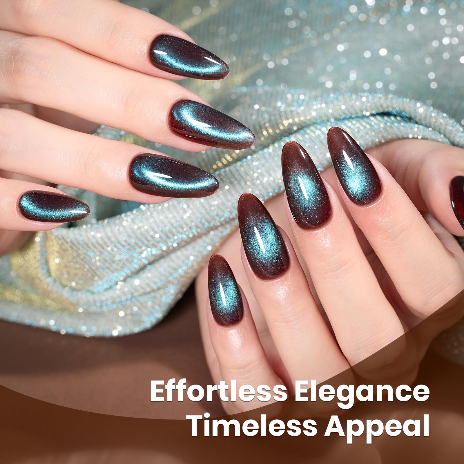 Beetles Modern Pre-Students Aurora Mocha Sparkling Platinum Brown 15ML Cat Eye Gel Nail Polish