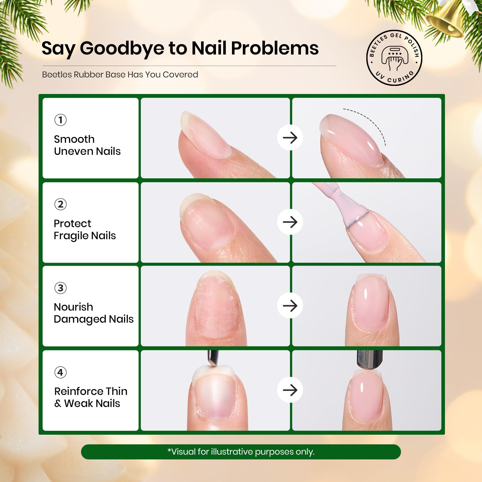 Beetles Rubber Base Gel Nail Polish - Christmas Limited 6 Colors Nude Gel Polish