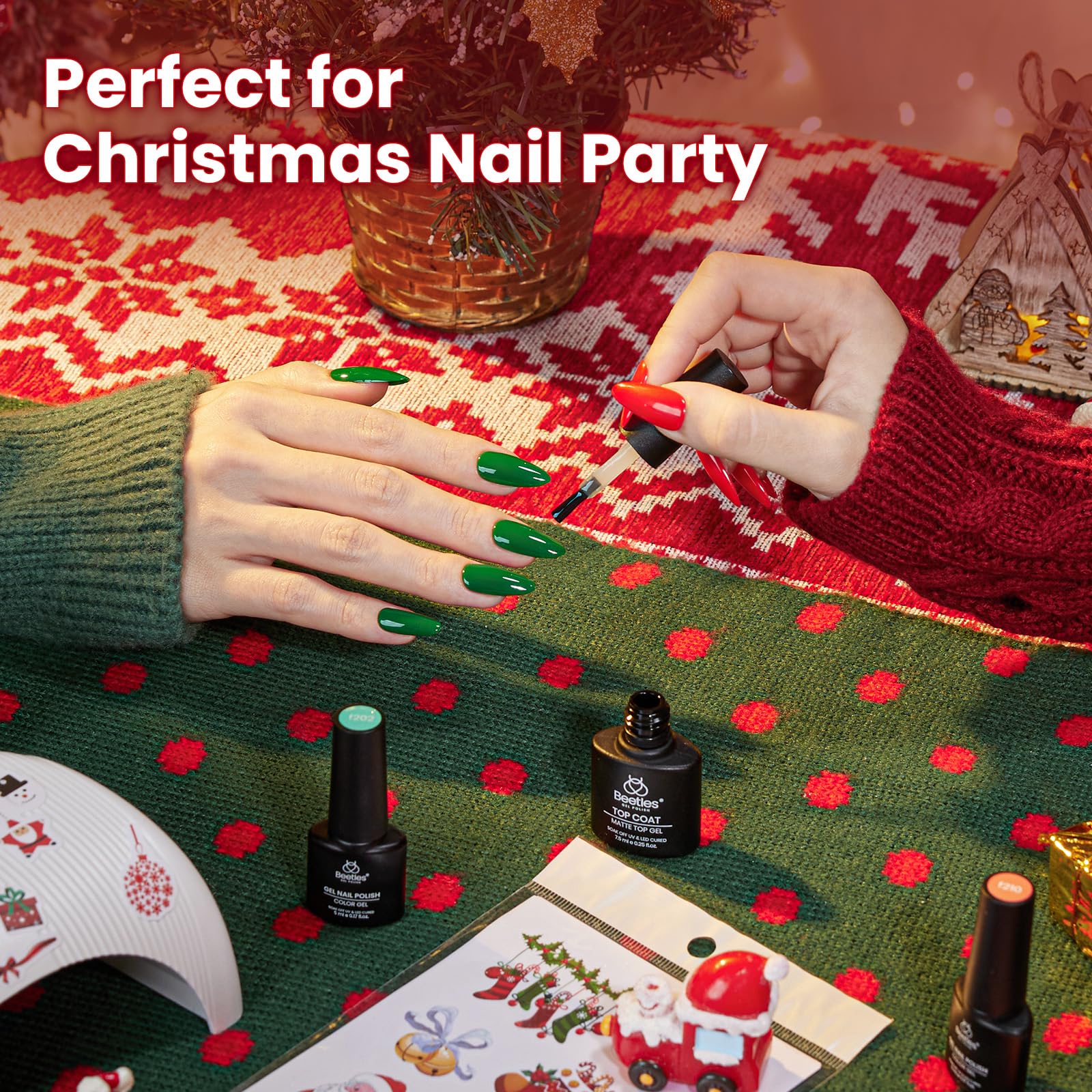 Beetles 55 Pcs Gel Nail Polish Kit with U V Ligh - 32 Color Gel Nail Kit Christmas Gifts