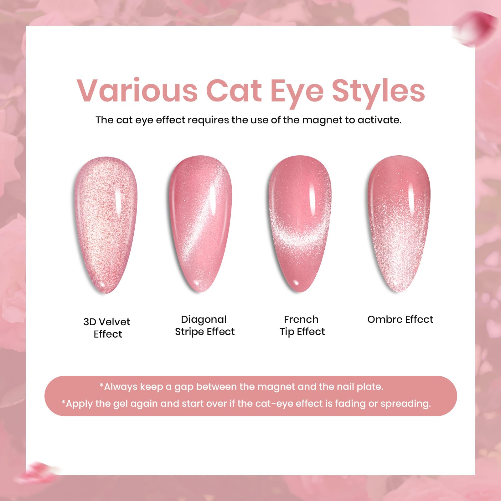 Dust Rose - 4 Colors Pink Champagne Cat Eye Gel Nail Kit