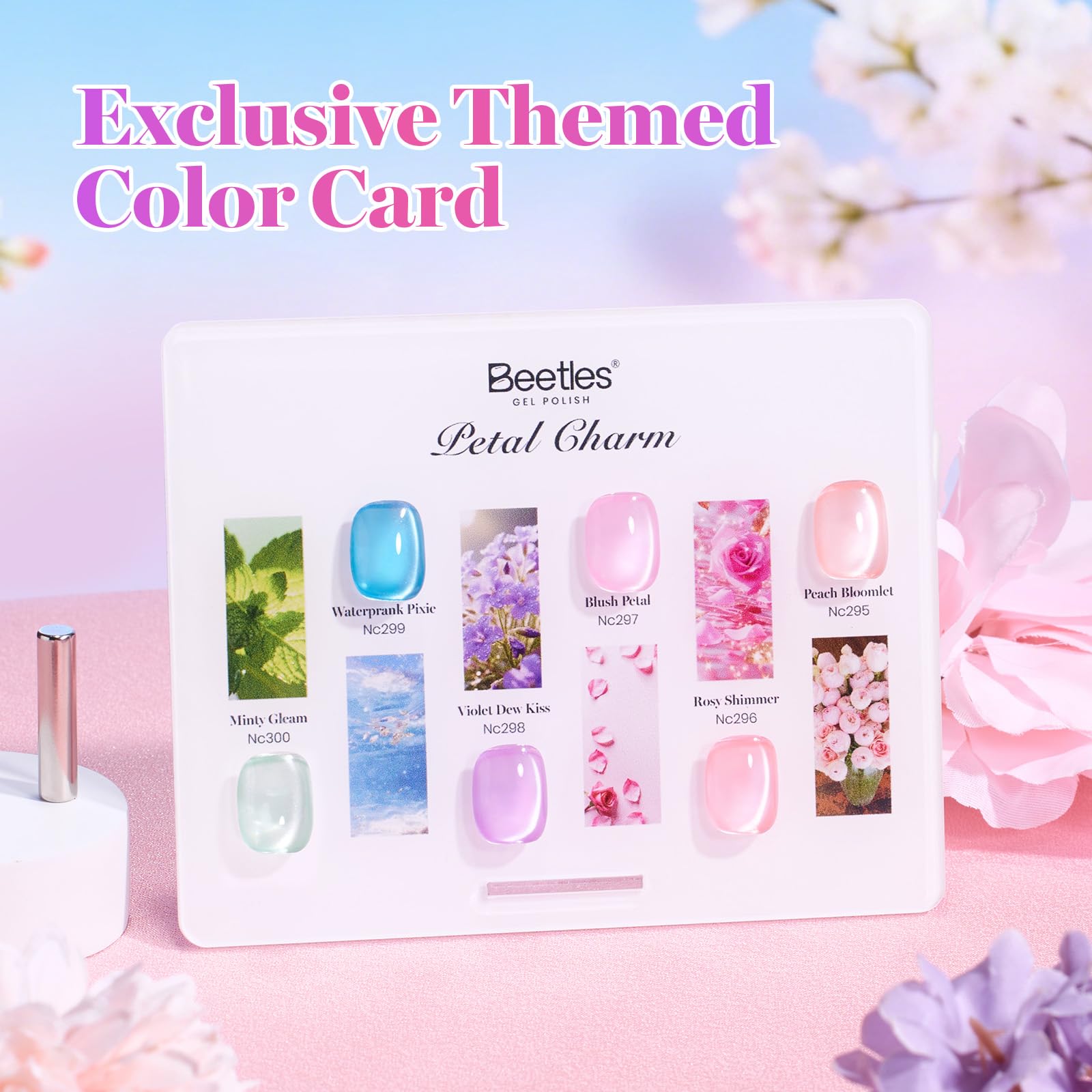 Beetles Petal Charm Cat Eye Gel Nail Polish Set - 6 Colors 15ML Spring Gel Polish Kit Glitter Pink Purple Blue Orange Red Green Magnetic Effect
