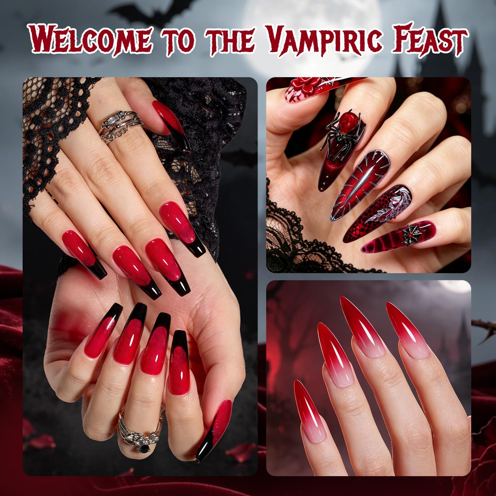 Beetles Halloween Builder Gel Nails Kit HEMA & TPO-Free 15ml 8 in 1 Red & Nail Brush 2026 Limited Edition