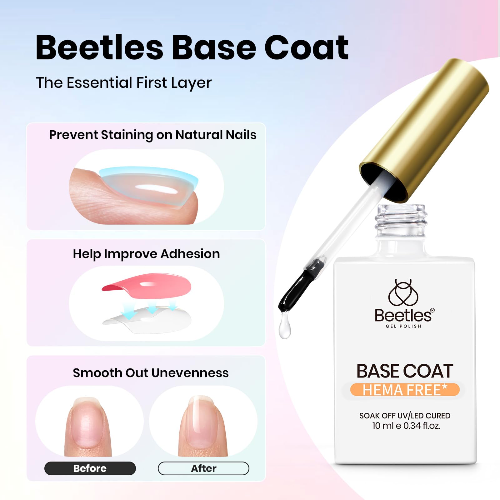 Beetles Hema Free Gel Top and Base Coat with Matte Top Coat Set