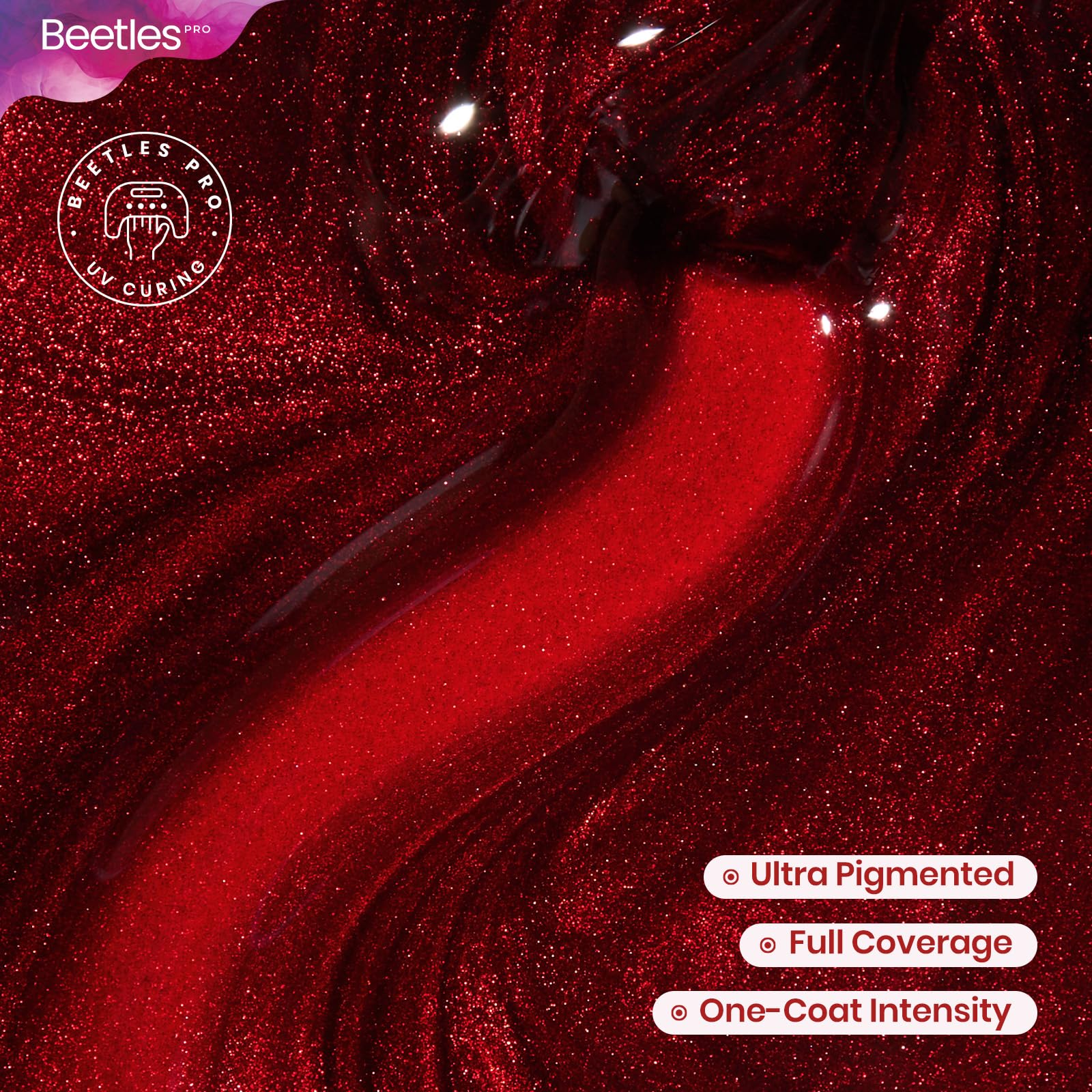 Beetles Pro Red Gel Polish - Drama Fix Cherry Red Color 20ML Glitter Gel Polish