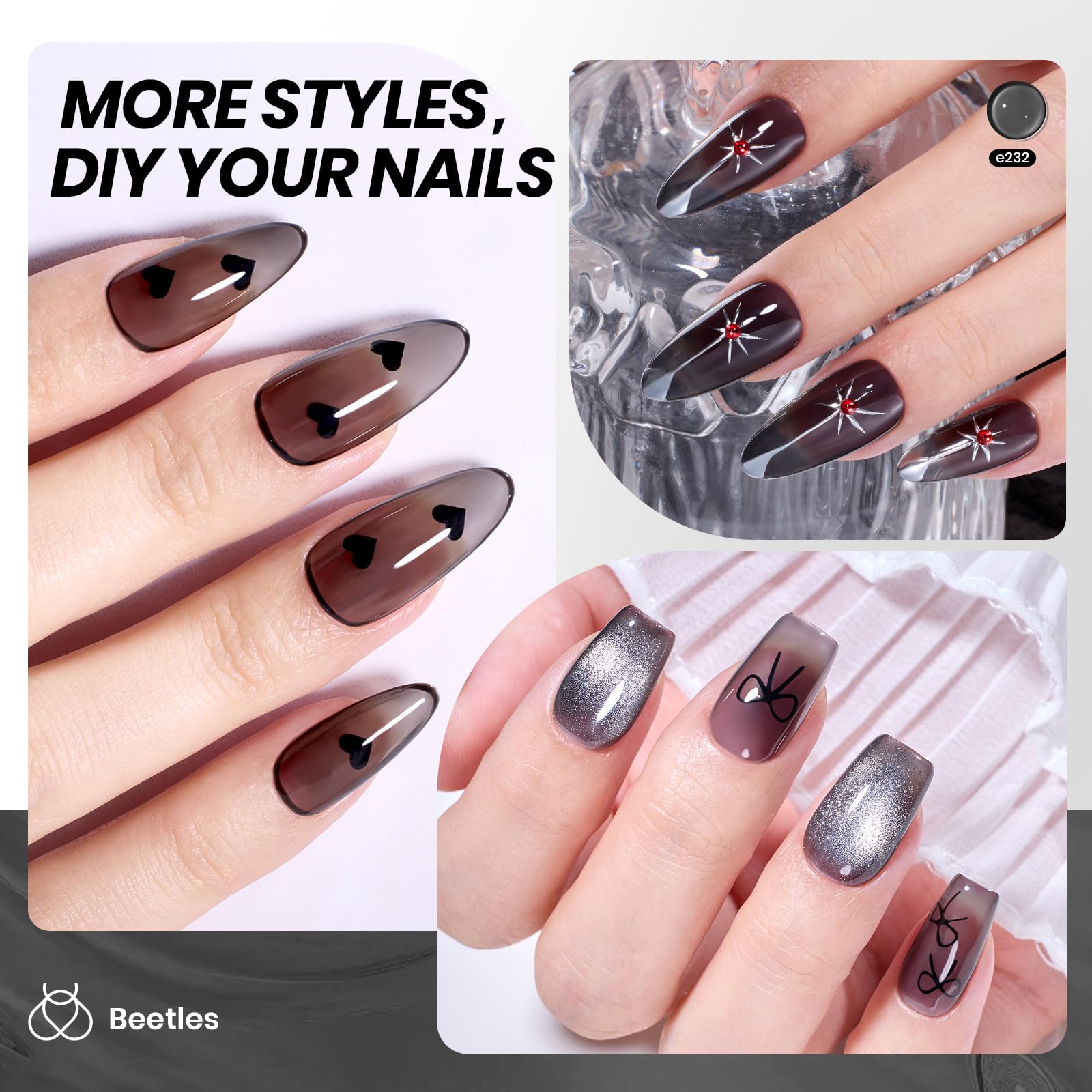 15ML Black Crystal Jelly Sheer Gel Nail Polish