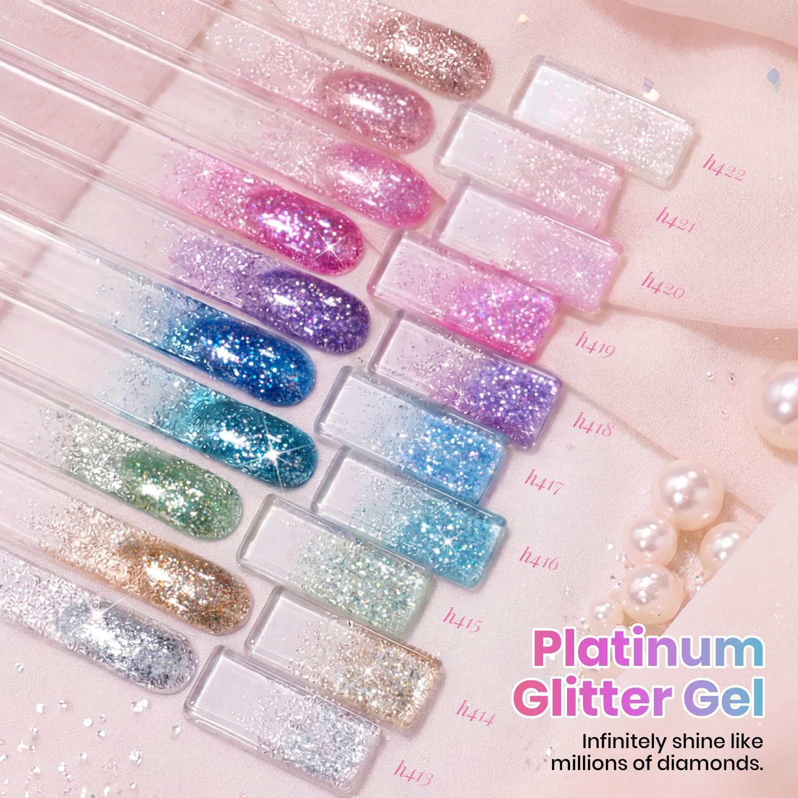 Beetles Glitter Gel Nail Polish Set Party Auras 20 Colors Sparkle and Diamond Shimmer Nail Art
