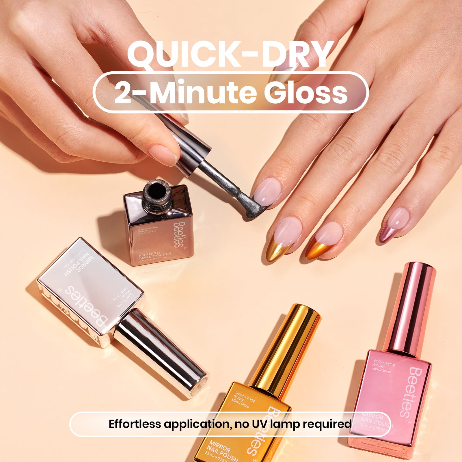 Beetles Mirror Nail Polish Set – Metallic Muse 6 Colors Quick-Drying & High Gloss Nail