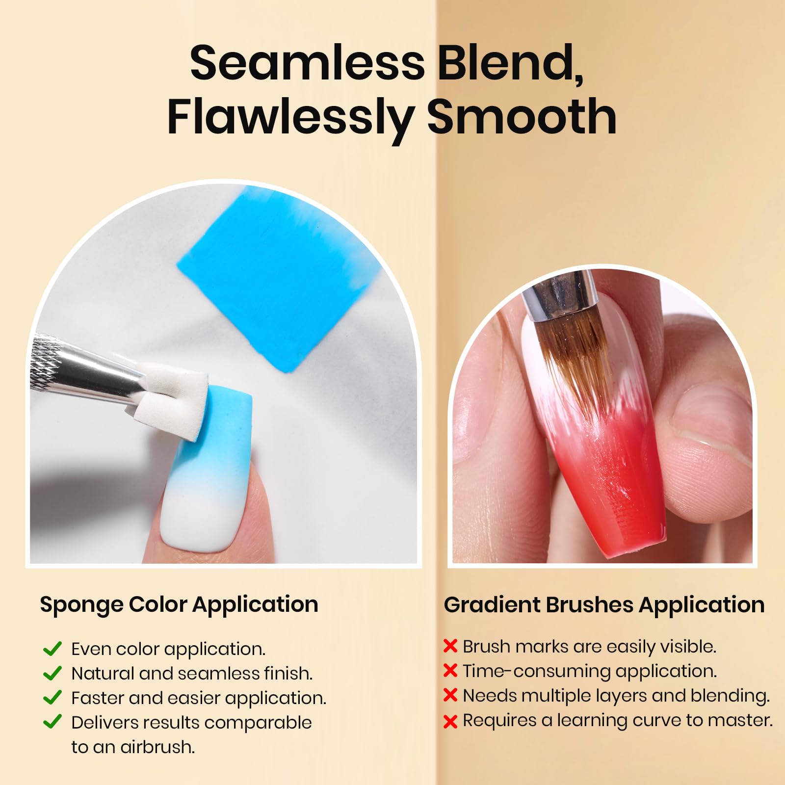 150Pcs Soft Nail Sponges for Ombre White Nail Sponge with Grabbing Pen Blooming Nails Art Brushes