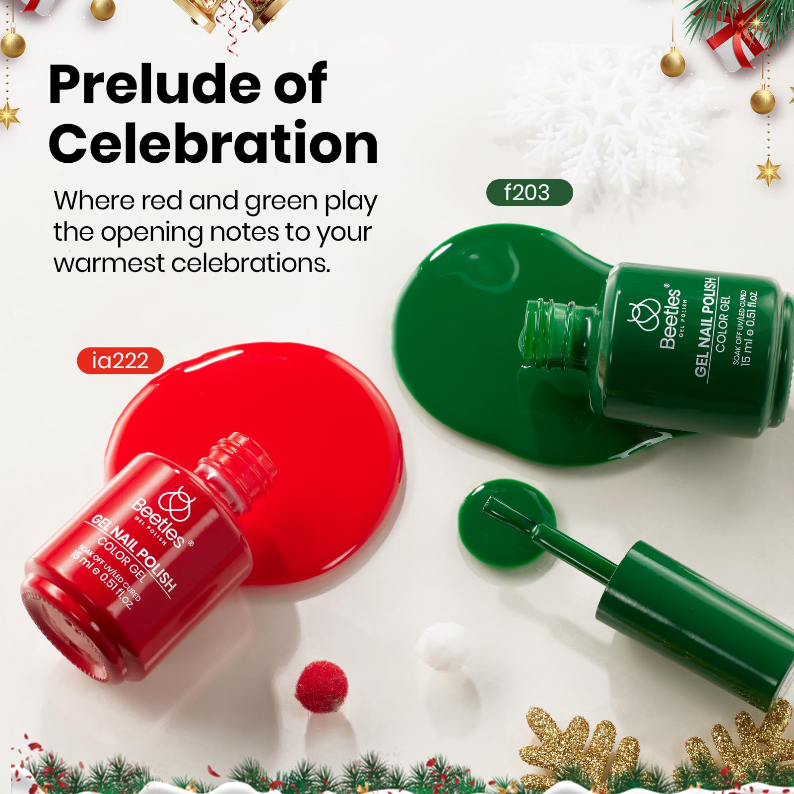 Beetles Gel Polish Prelude of Celebration - 15ML Red Green Classic Colors
