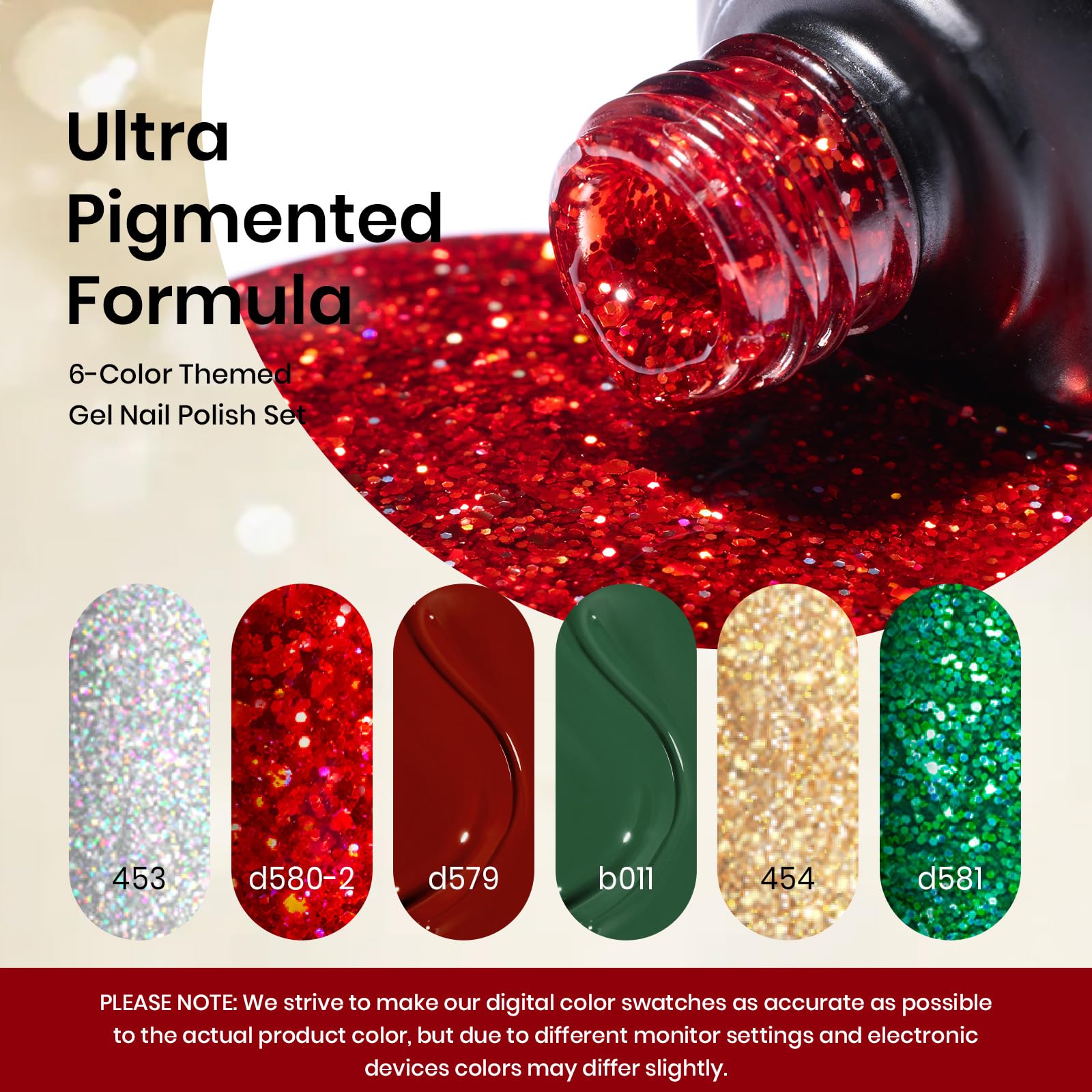 Beetles Gel Nail Polish Set - Christmas Holly Berries 6 Colors Gel Nail Kit