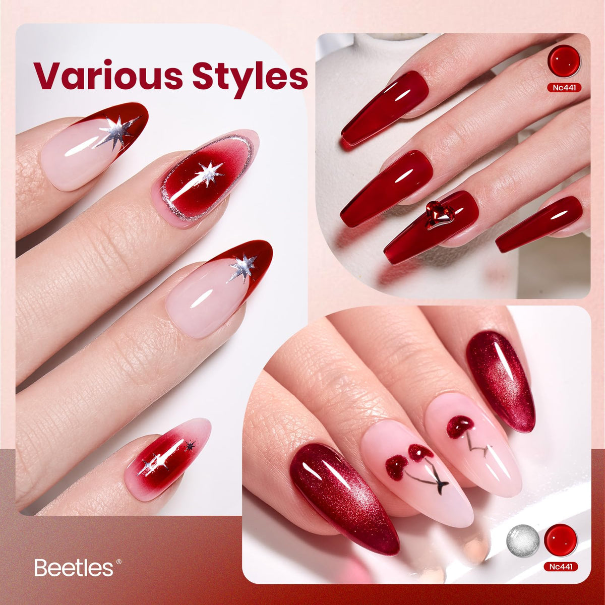 Beetles Ruby Cherry Jelly Red Gel Nail Polish 15ML Full Size Neutral Sheer