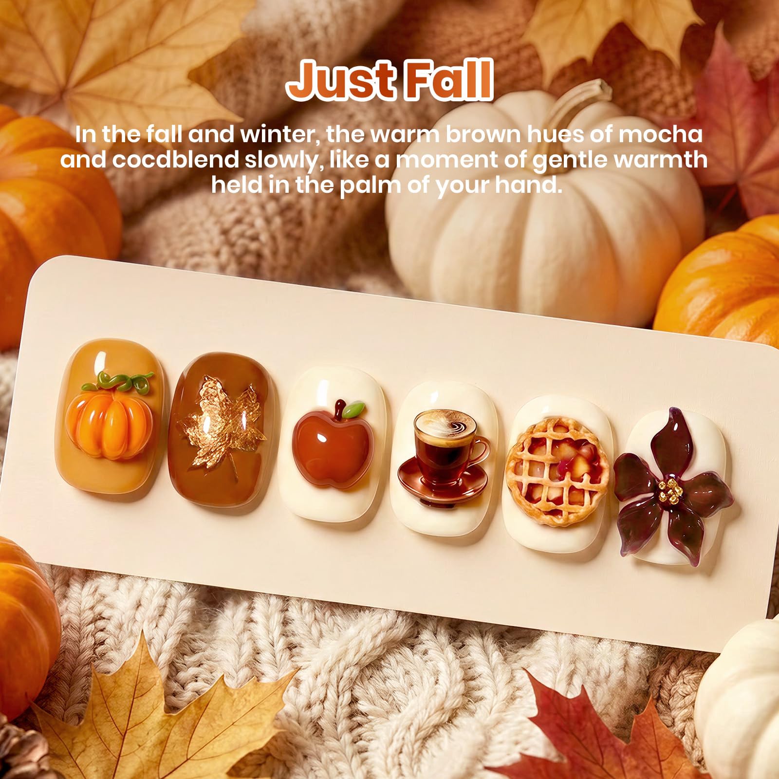 Beetles Brown Just Fall Gel Polish Set 6 Cozy Mocha Cocoa Nude Colors with Display Color Card