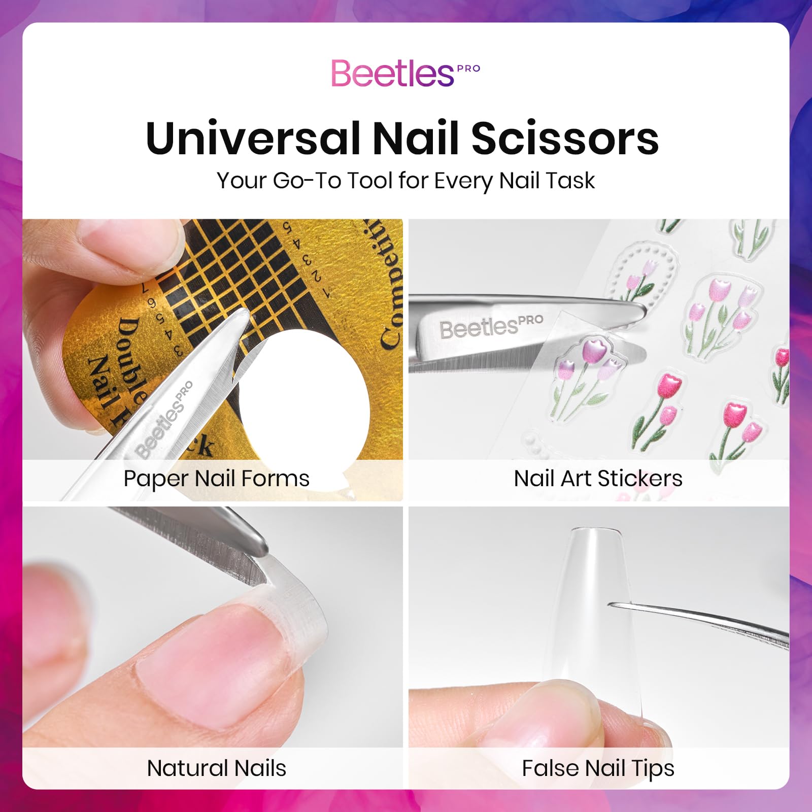 Beetles Pro Curved Cuticle Scissors, Multi-Purpose Premium Stainless Steel Nail Scissors for Nail