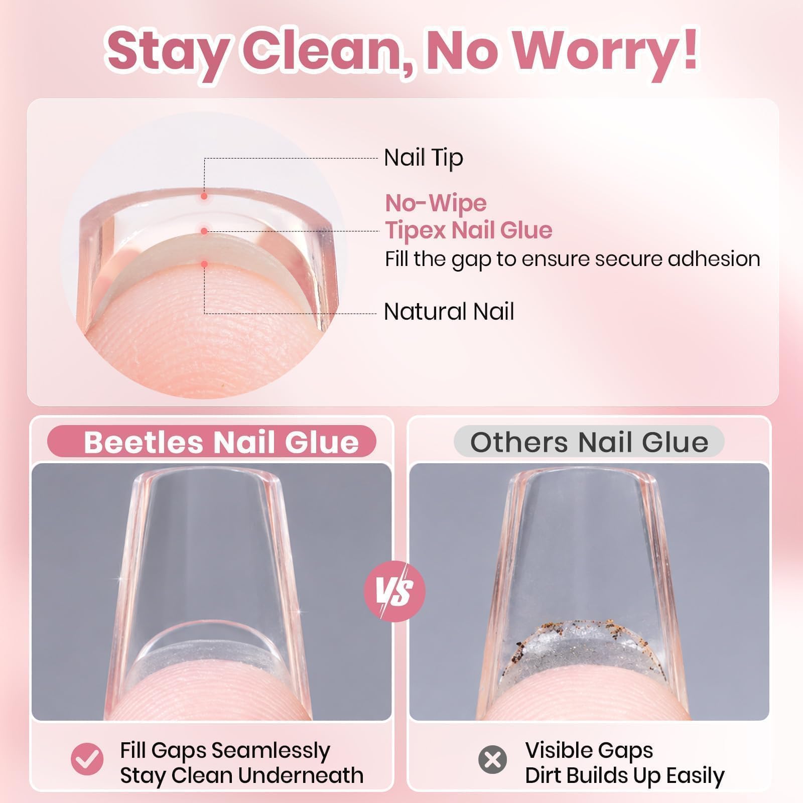 Beetles Hema-Free & TPO Free Nail Glue Gel 20g Solid Nail Glue for Tipex Instant Apex Nail Tips