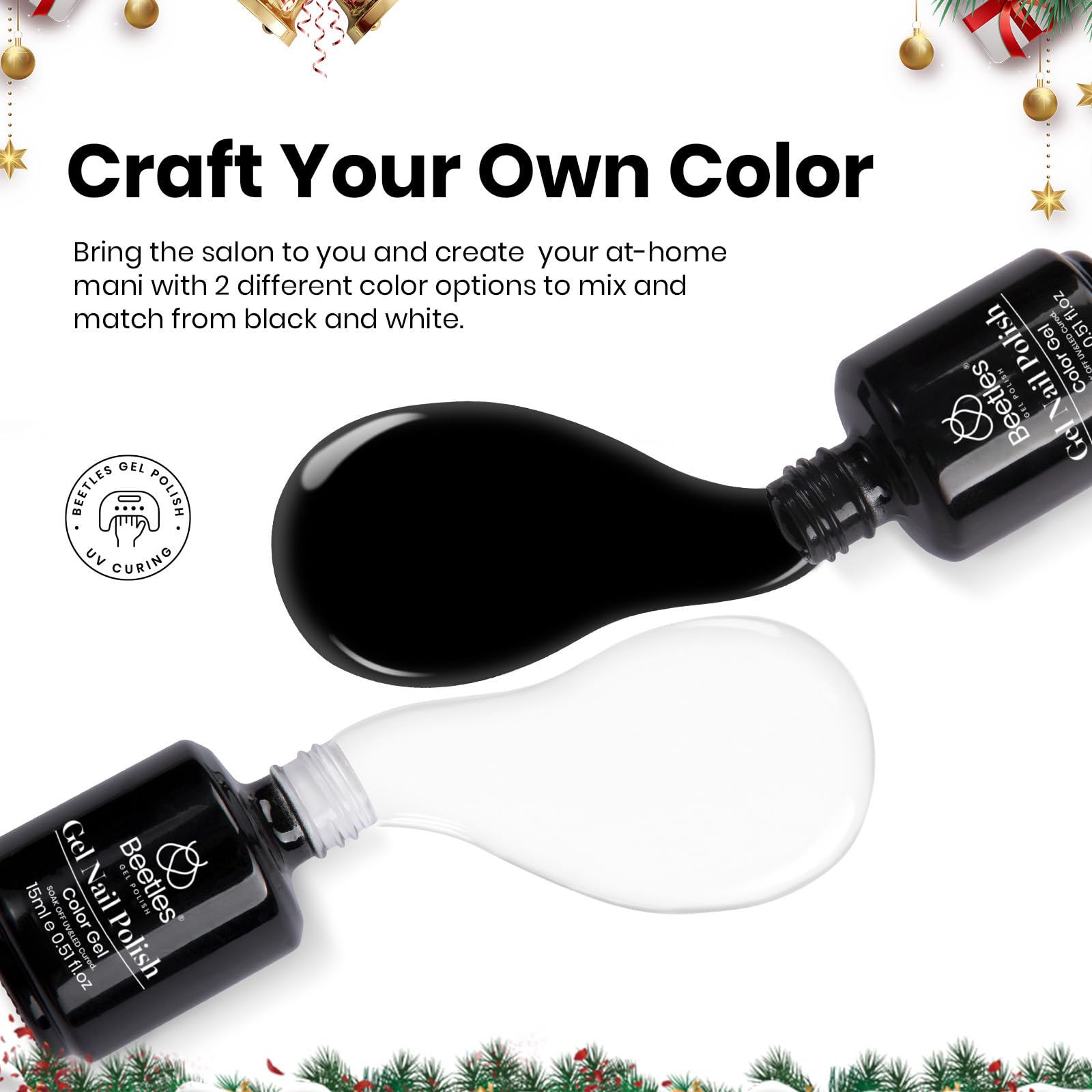 Beetles Christmas Gel Polish - 2pcs 15ml Black and White Colors Gel Nails