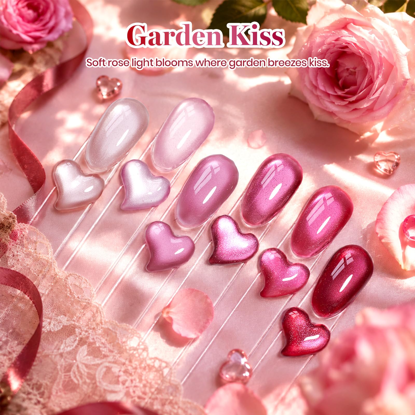 Beetles Garden Kiss 6 Colors Pink Glitter Gel Cat Eye Gel Polish 7.5ml Set
