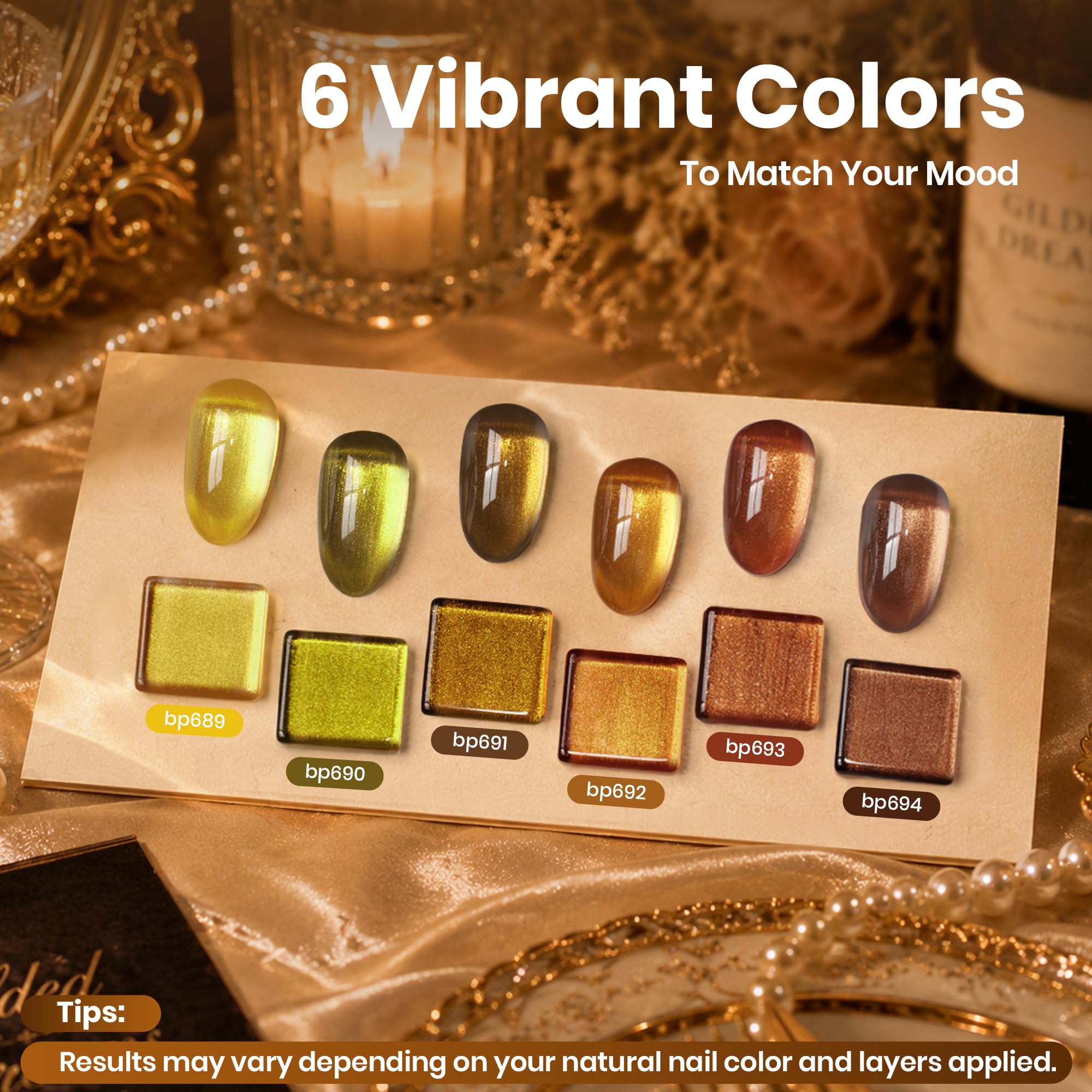 Beetles Gilded Dreams Air Dry Fall Glitter Nail Polish Set 6 Colors 7.5ml Each