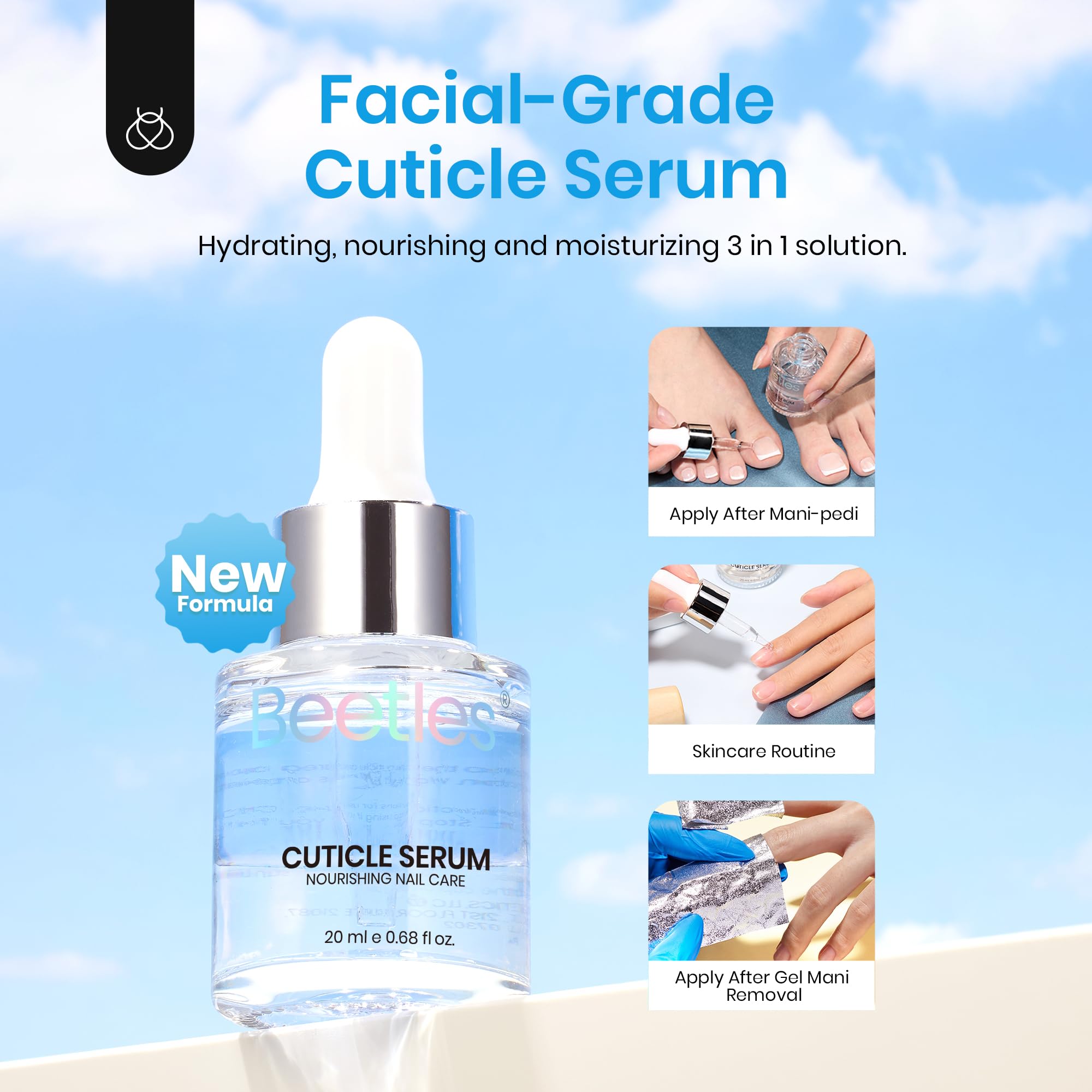 Beetles 20ml Facial-Grade Cuticle Serum Oil Care for Nail
