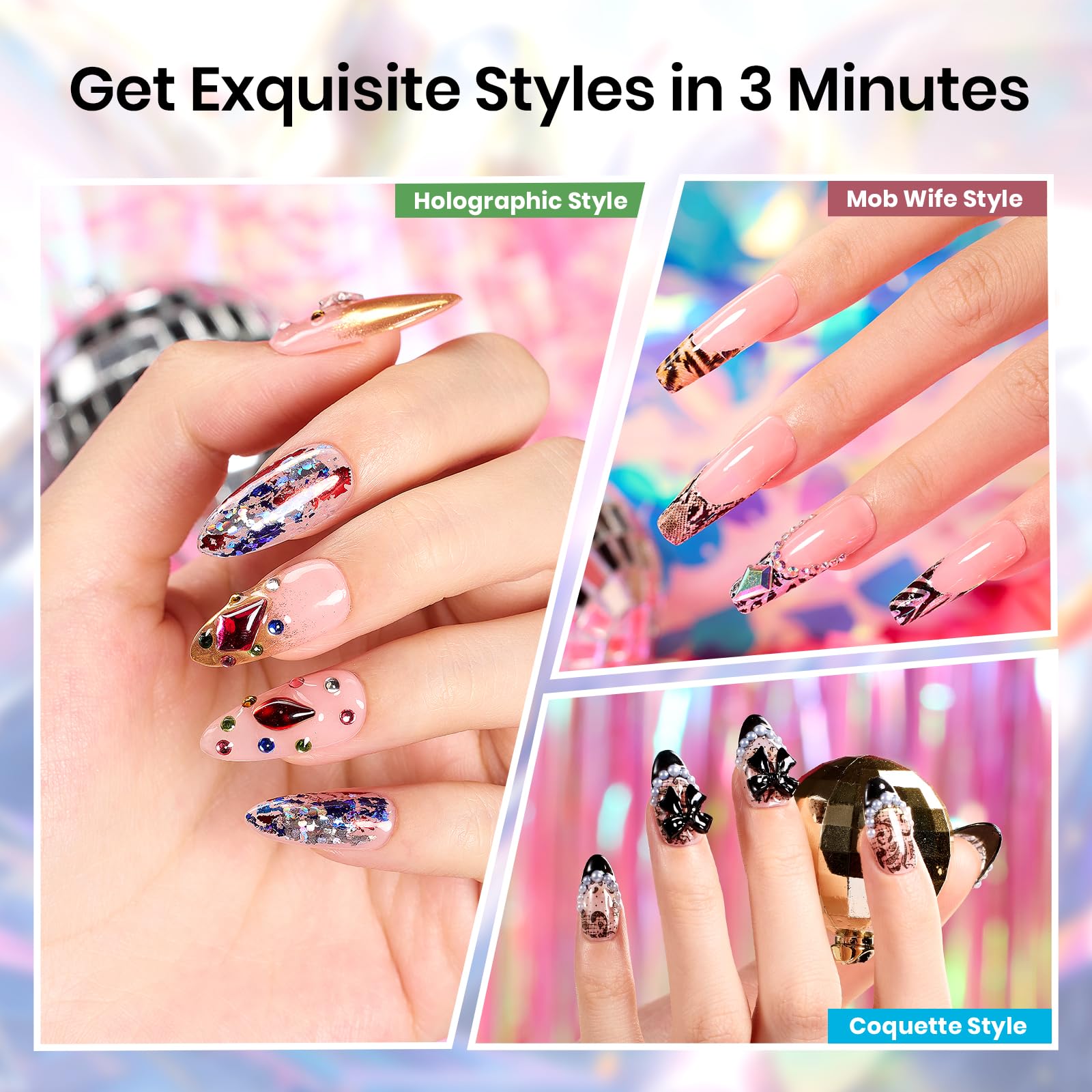 Beetles Nail Foil Art Kit 15ML*2 With 20 Pcs Classic Stickers Nail Transfer Set