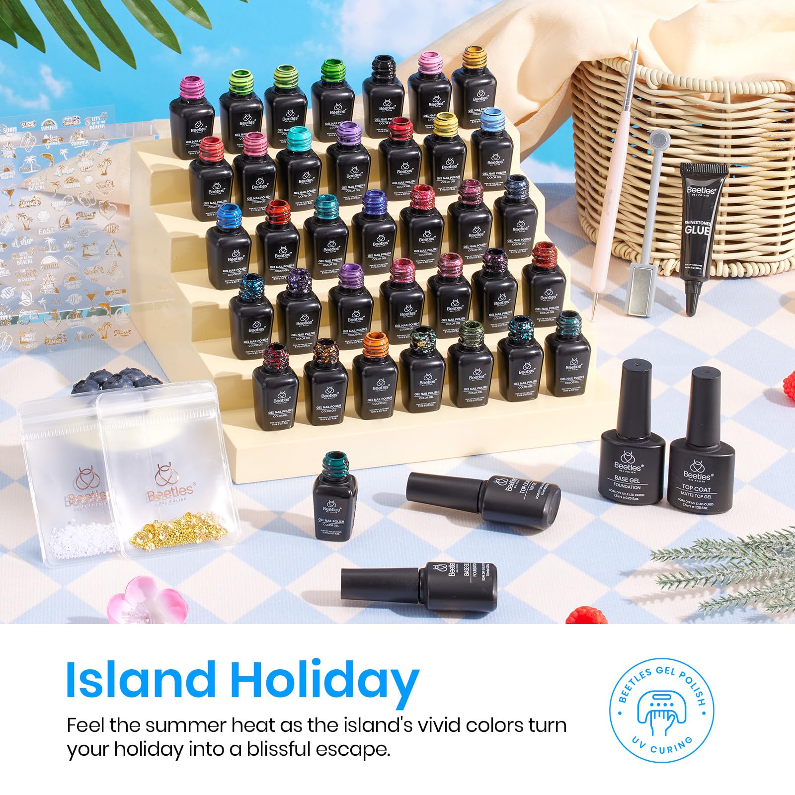 Beetles High Gloss Shine 36 Colors Summer Nails Island Holiday Gel Nail Polish Kit