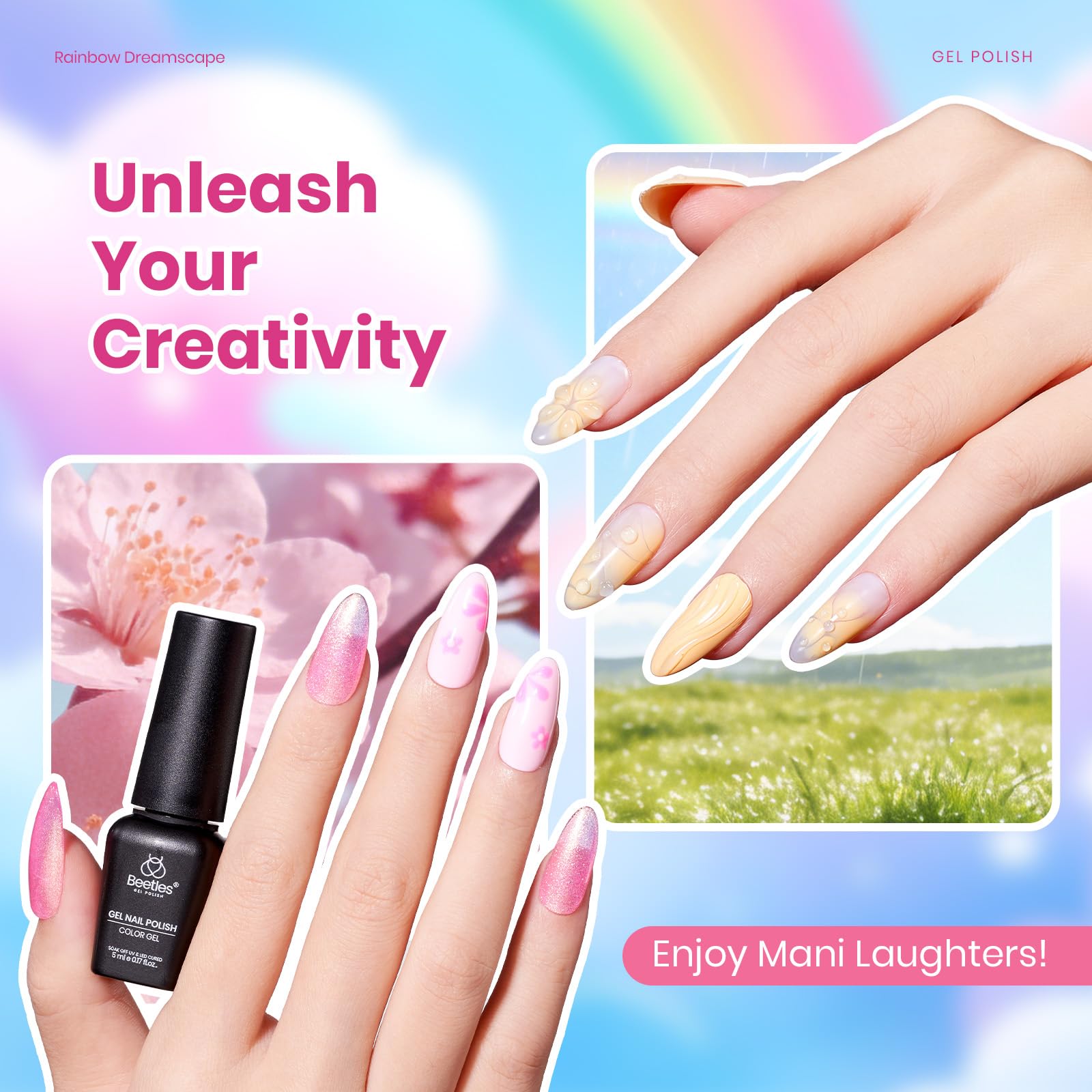 Beetles Pastel Gel Polish Set - Rainbow Dreamscape 25 Colors Spring Gel Polish Kit with Base Coat&Top Coat