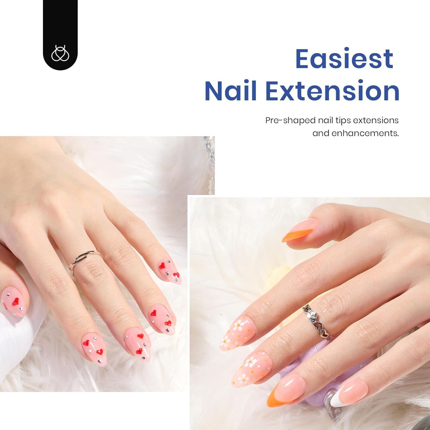 Beetles Gel Nail Kit Almond-500Pcs Gel Nails Tip Easy Extension Set