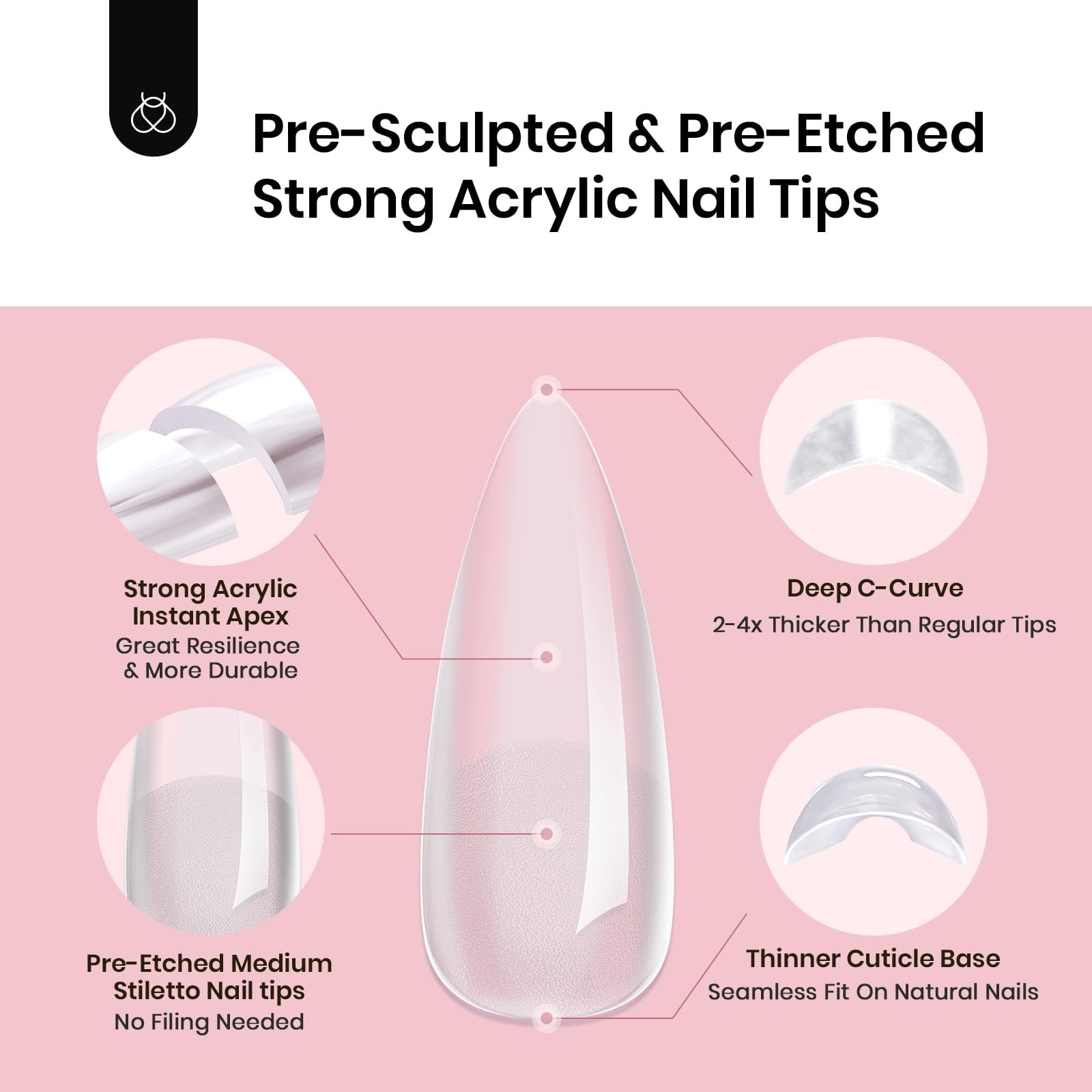 Beetles Stiletto Medium Nail Tips|512pcs