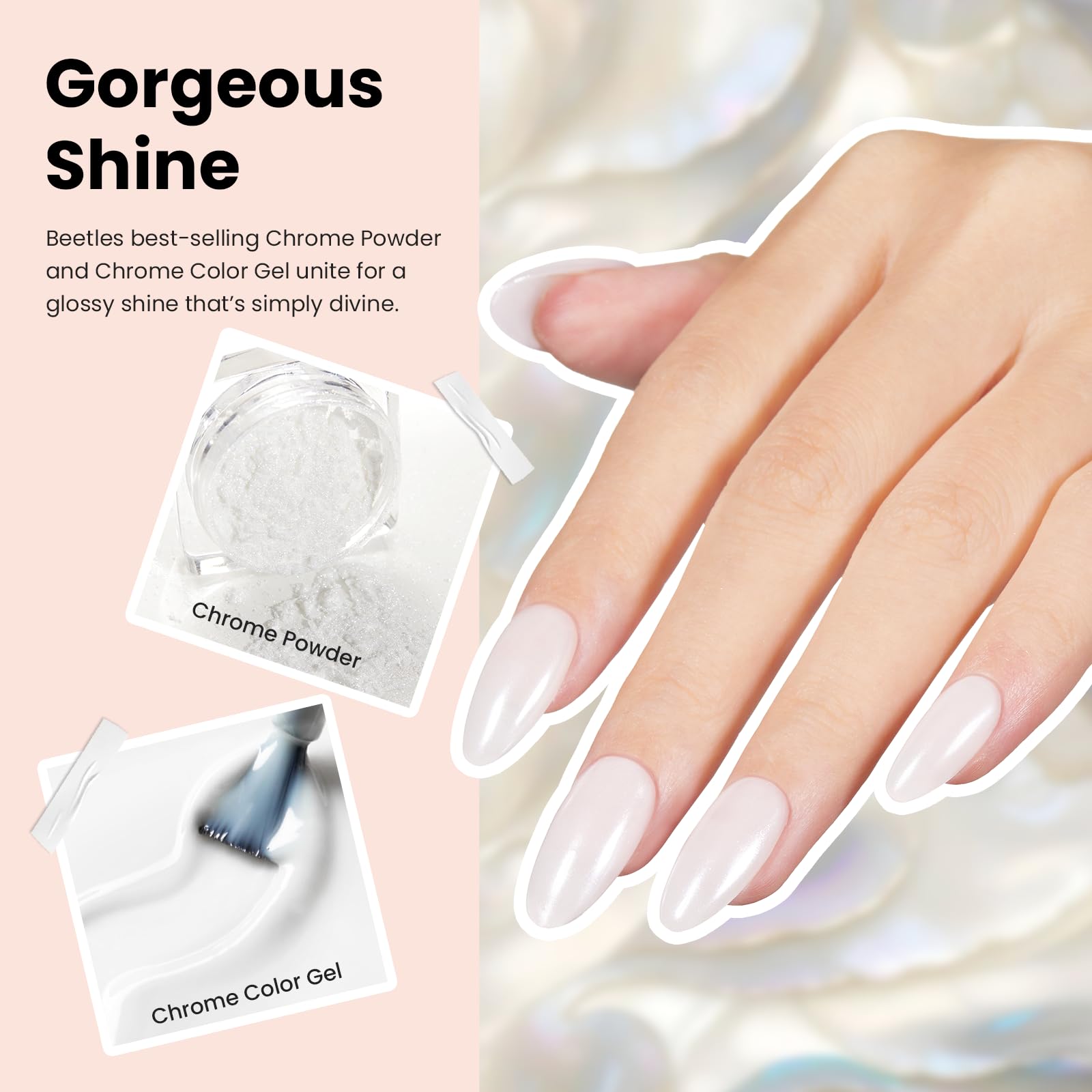 Milky White Gel Polish|7.5ml Beetles White Chrome Nail Powder Gel Polish Glitter