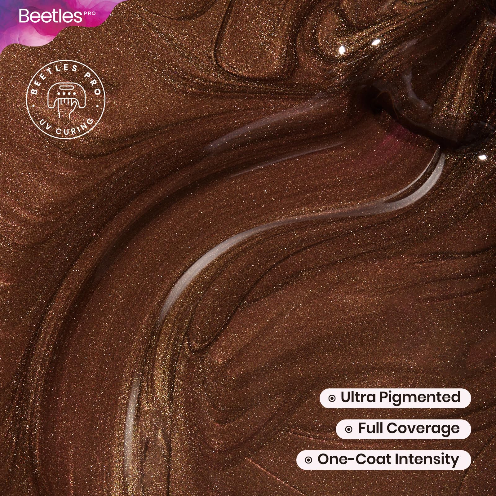 Beetles Pro Brown Gel Polish - Shady Intentions, Dark Brown Color 20ML Glitter Gel Polish