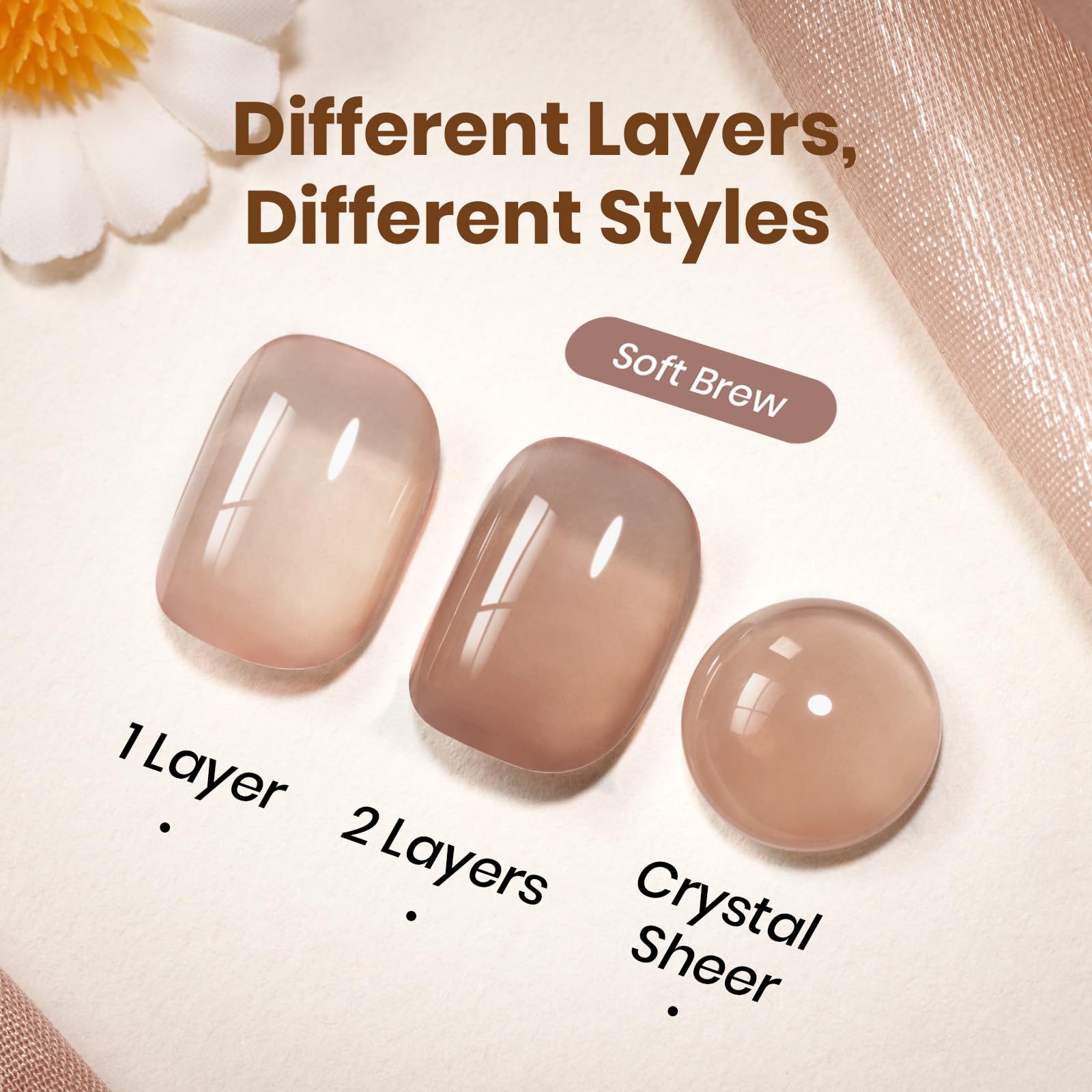 Beetles Brown Jelly Gel Nail Polish  Nails - 15ML Soft Brew Natural Nude Brown Gel Polish Sheer Fall Gel Polish Nail