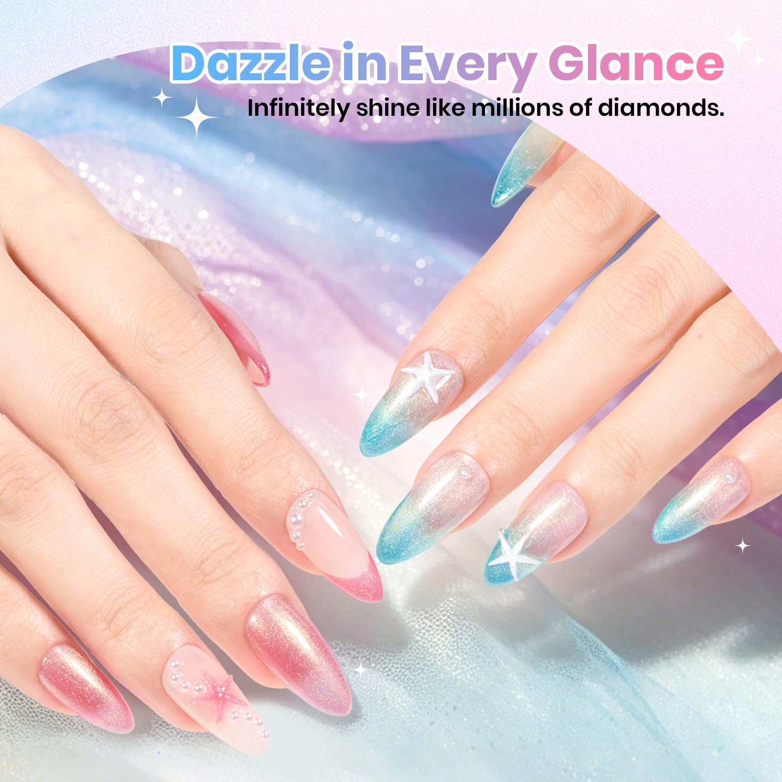 Beetles Sparkling Glitter 6 Colors Gleam Summer Pastel Nude Gel Polish Set