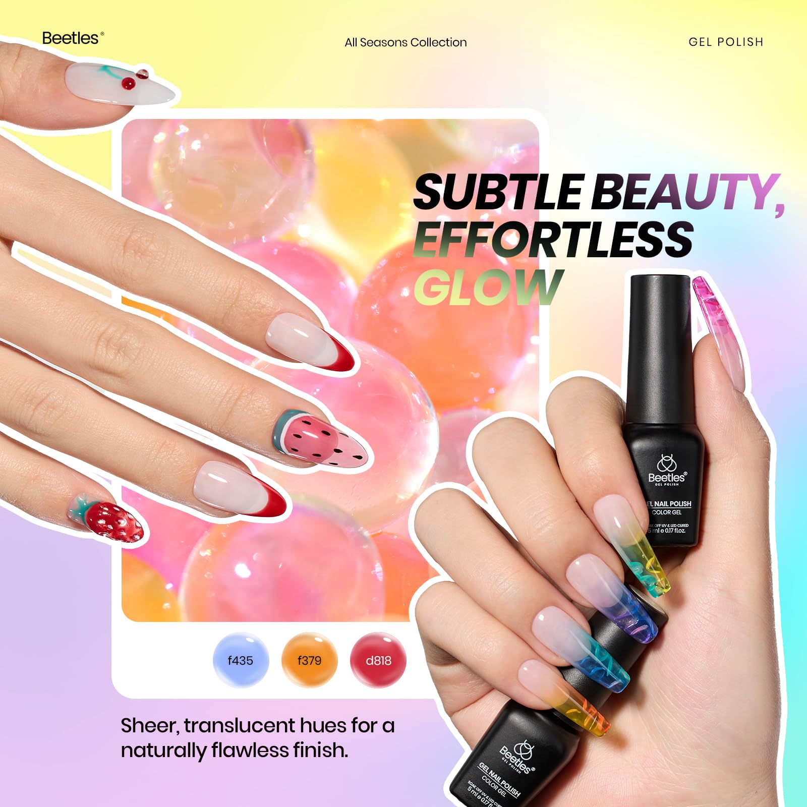Vivid Moments-48 Colors Jelly Glitter Cat Eye Shell Shread Gel Nail Polish Set