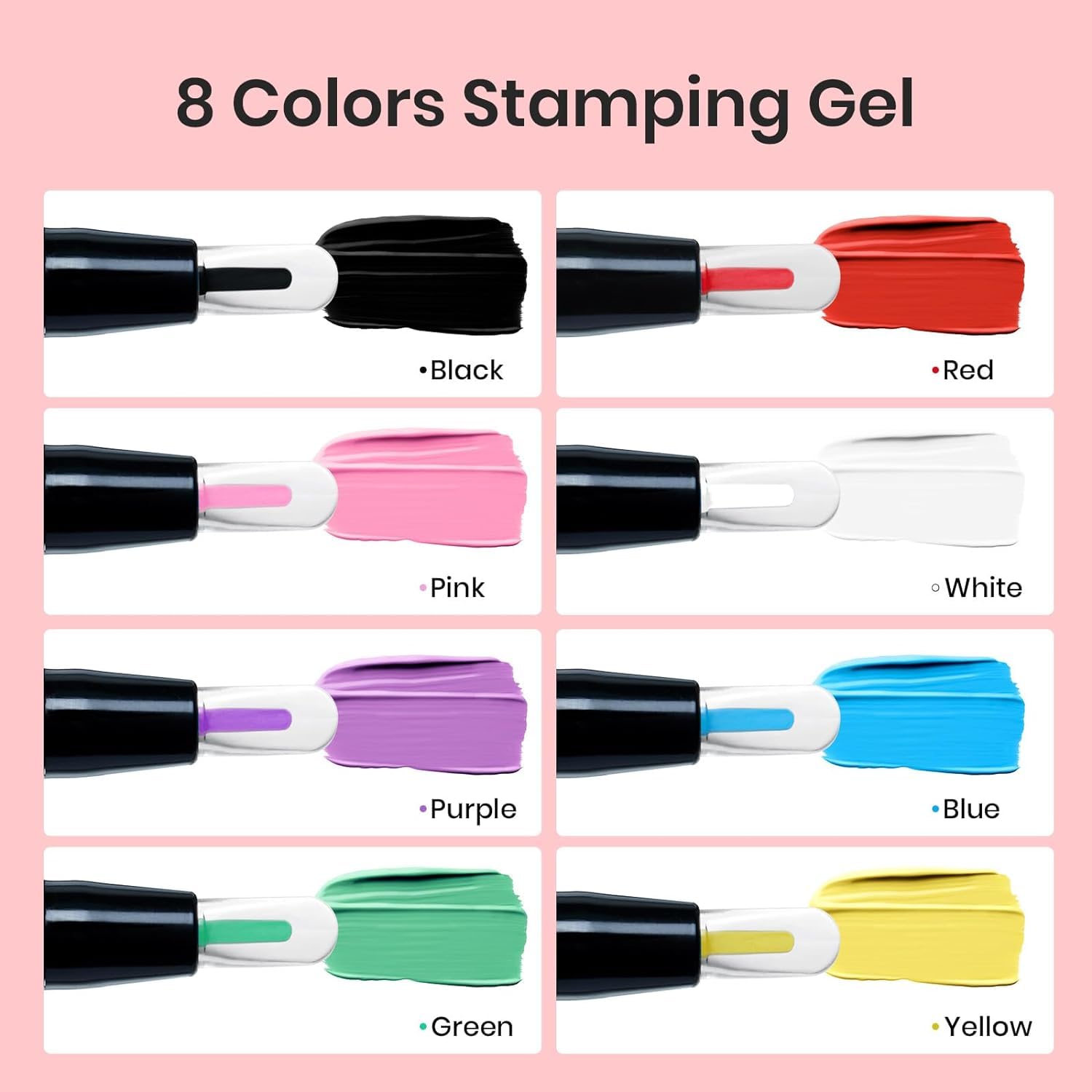 Beetles Palette Playbox Nail Stamp Gel 16Pcs French Tip Nail Stamp Kit with 8 Colors Stamper Gel Polish