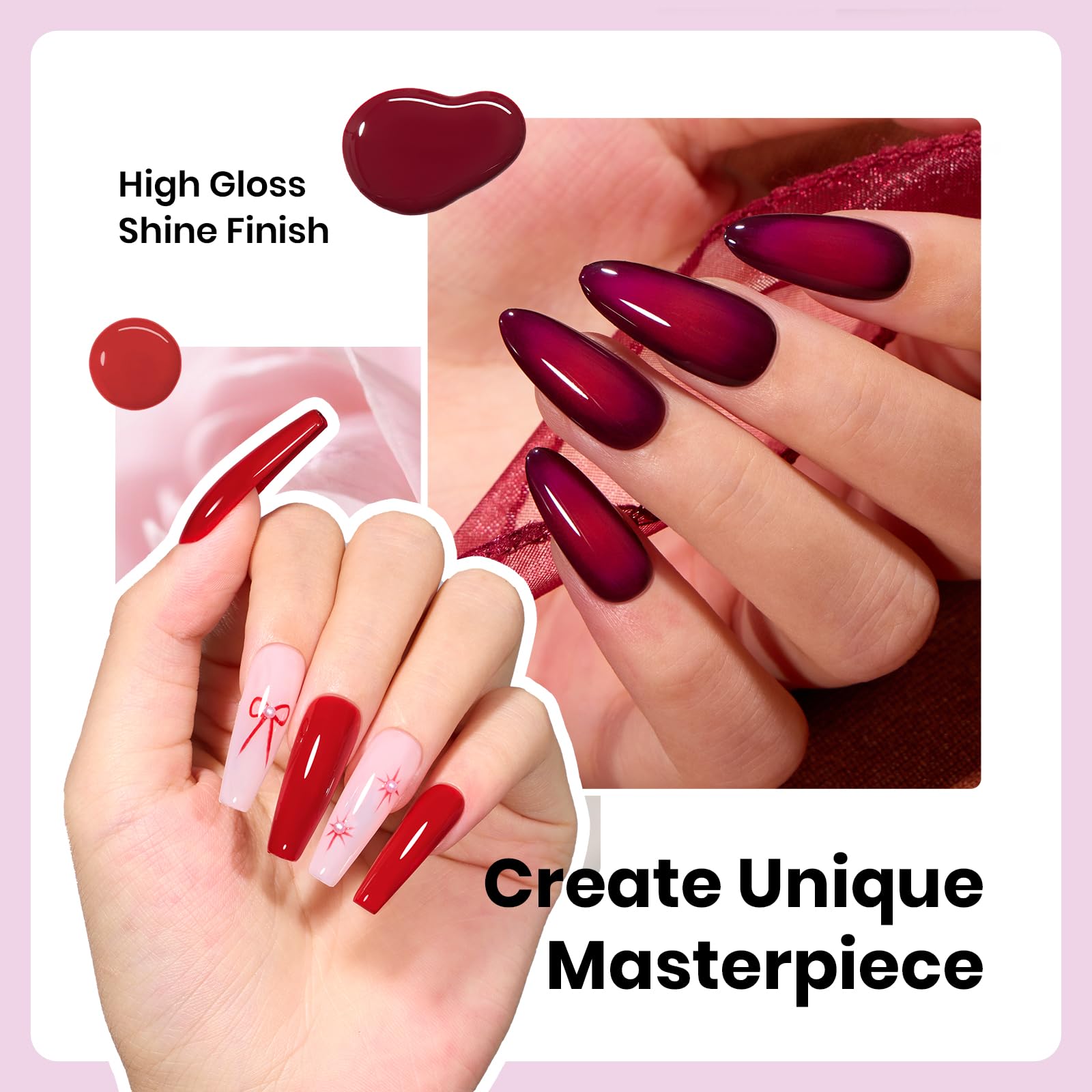 Hema Free Midnight Elegance - Colorful Bottle 6 Color Each 15ml Gel Polish