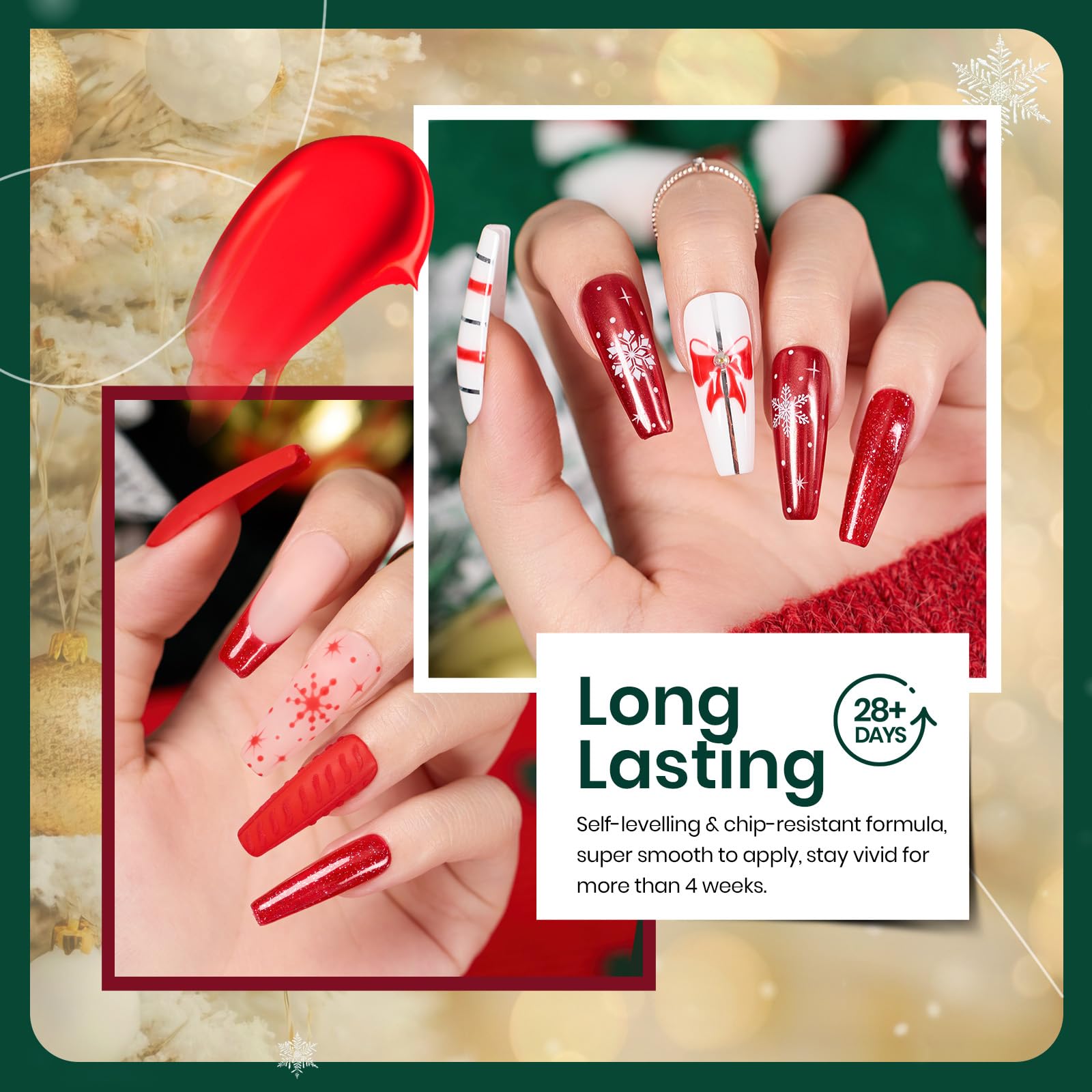 Beetles Christmas Gel Polish Set Stain Carol - 5 Colors Sparkle Red Green Set
