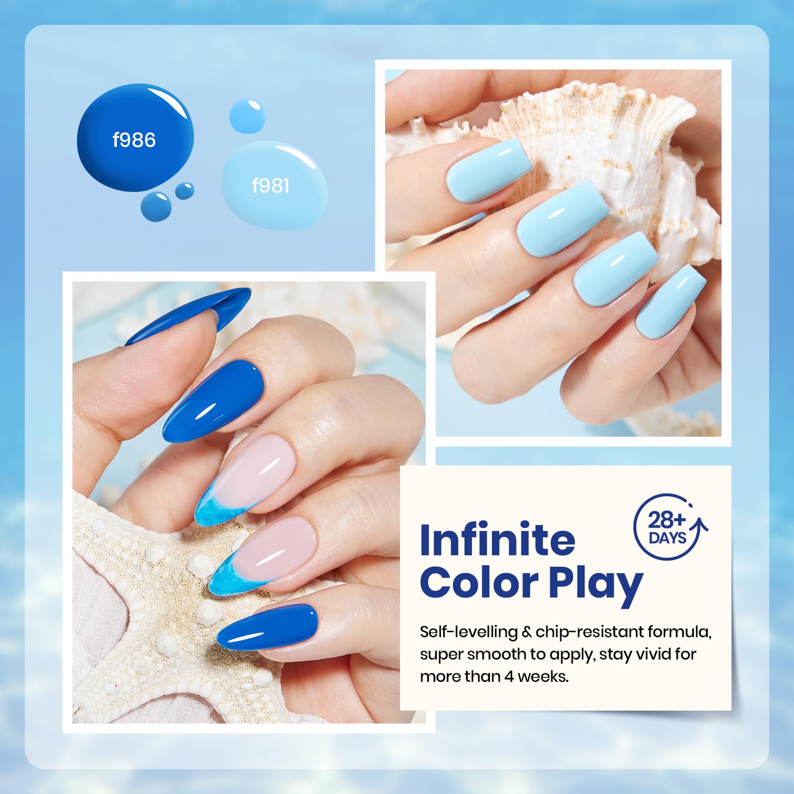 Ocean Range - 6 Colors Light Baby Dark Navy Blue Gel Polish Set