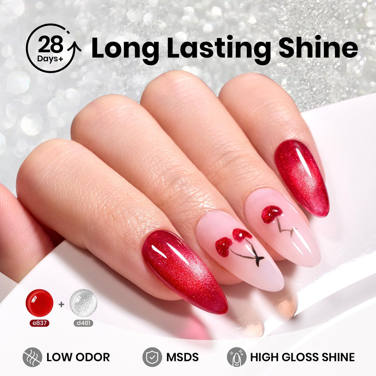 Beetles Silver Cat Eye Gel Nail Polish - 15ML Glitter Gel Polish