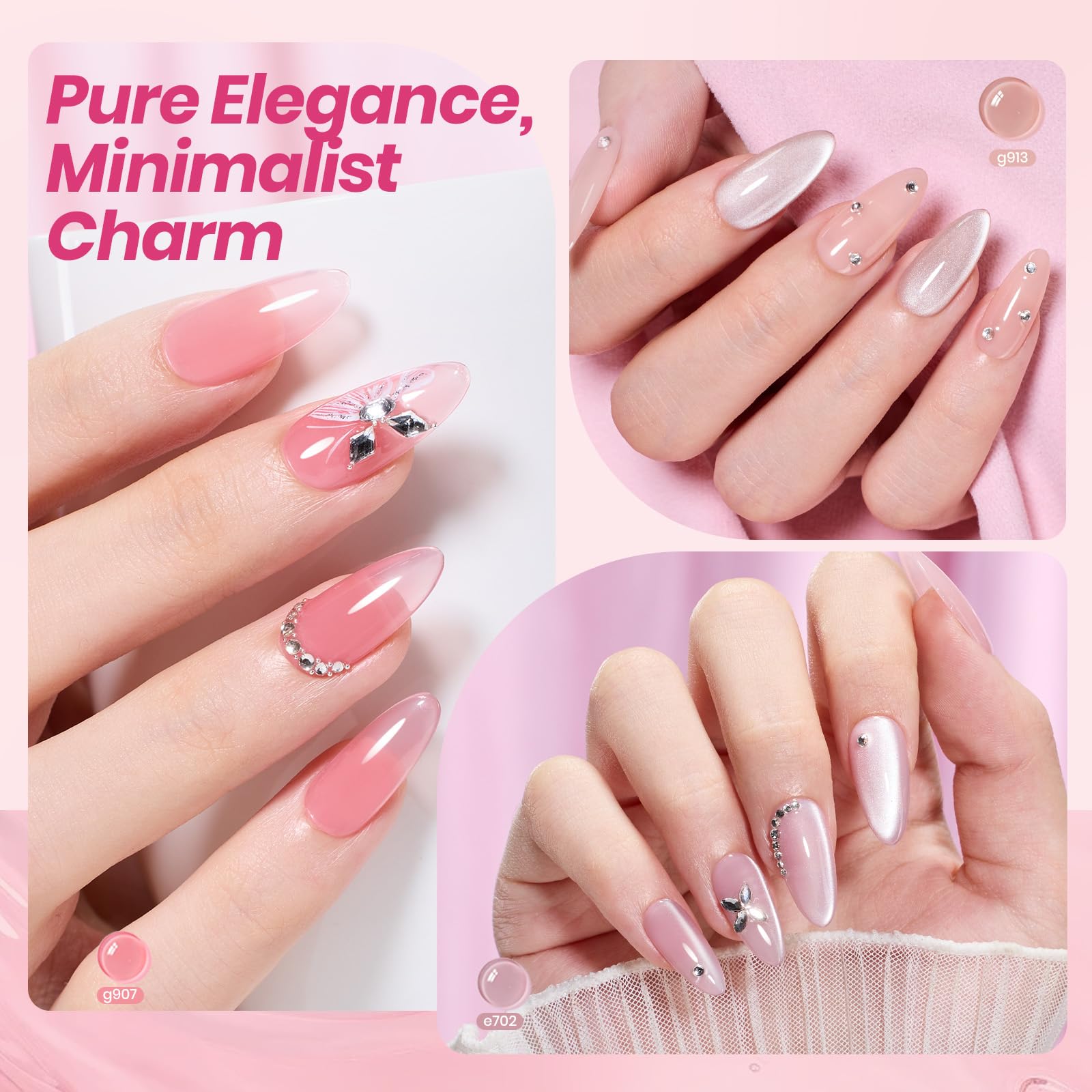 Translucent Tinted Crystal Finish 20 Colors Jelly Nude Nail Gel Nail Polish Set
