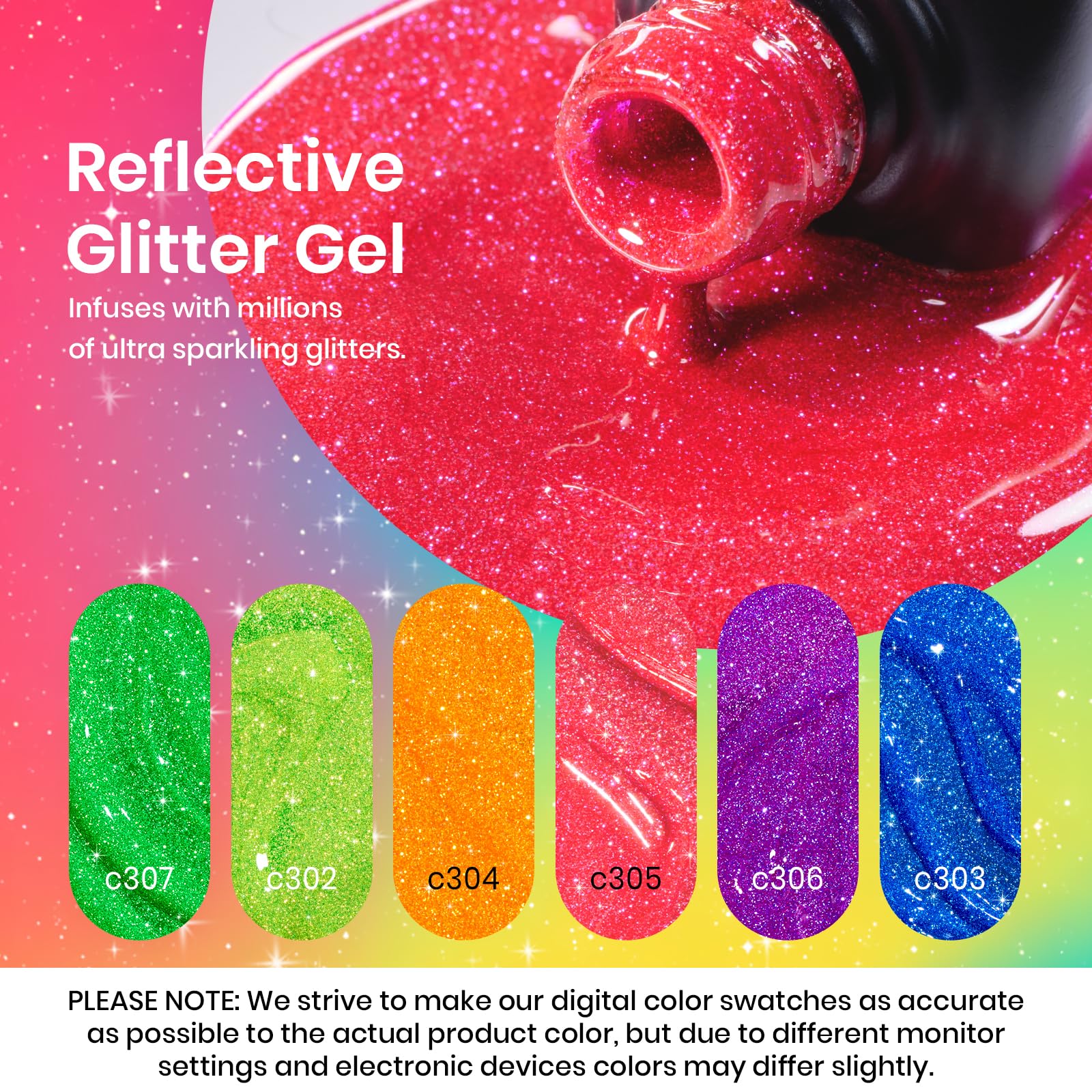 Beetles Gel Nail Polish Set Neon Carnival Bright Yellow Orange