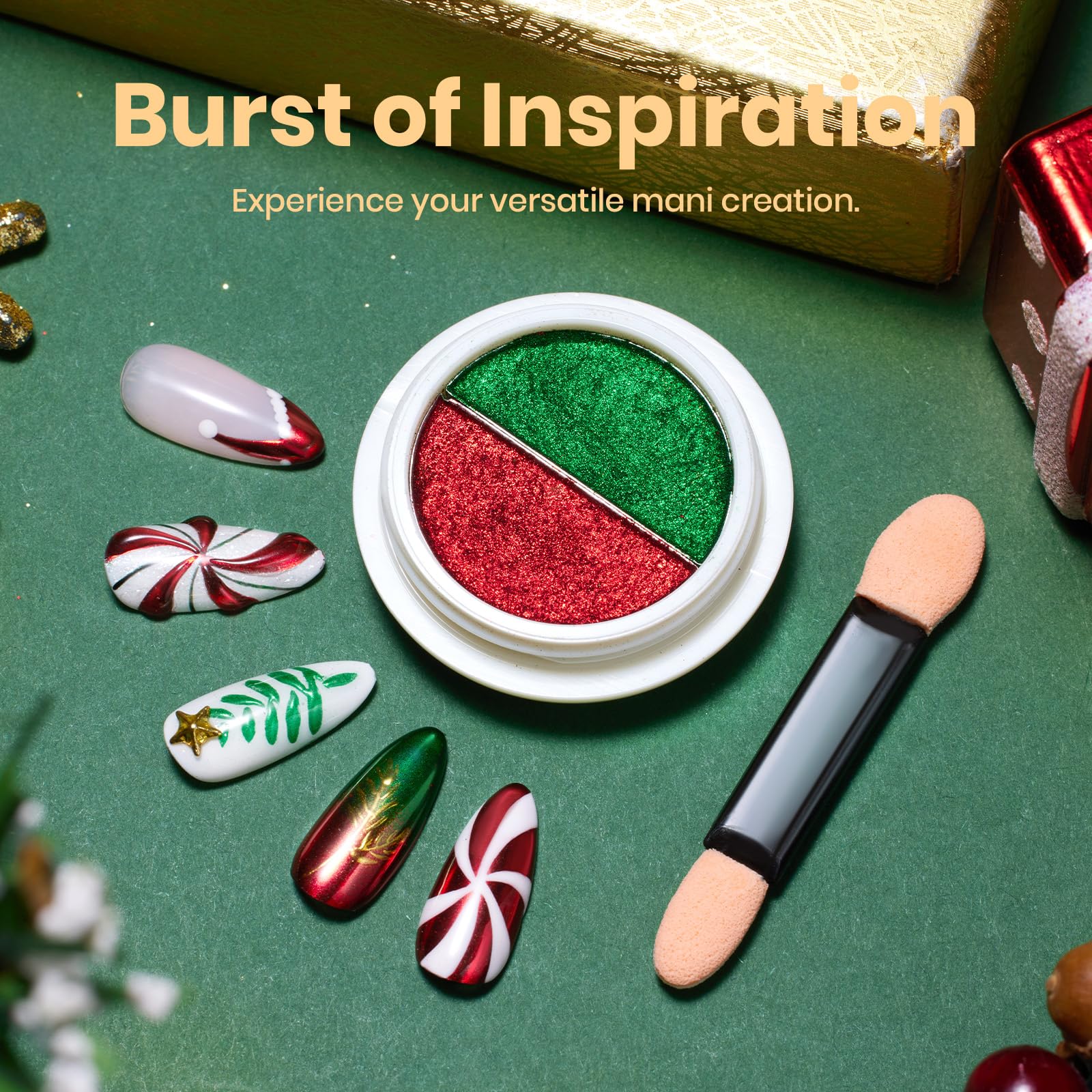 Beetles Chrome Nail Powder Christmas 2 Colors Mirror Effect Red Green Metallic Cromer Powder for Nail