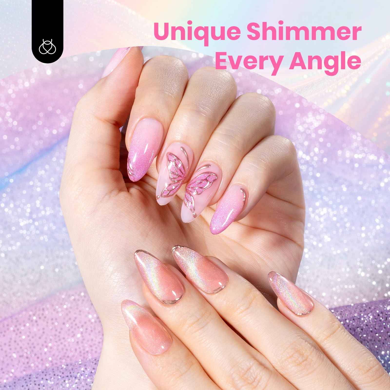 Iridescent Halo - 6 Colors Summer Rainbow Cat Eye Gel Nail Polish Set